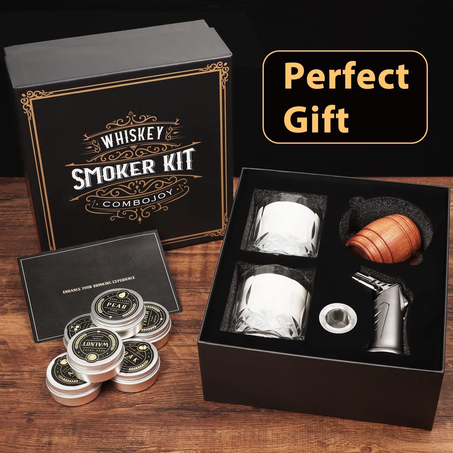Whiskey Smoker Kit with Torch - 6 Flavors Wood Chips, 2 Glasses, 2 Ice Ball Molds - Cocktail Smoker Infuser Kit, Old Fashioned Drink Smoker Kit, Birthday Bourbon Whiskey Gifts for Men,Dad(NO Butane) - Image 8