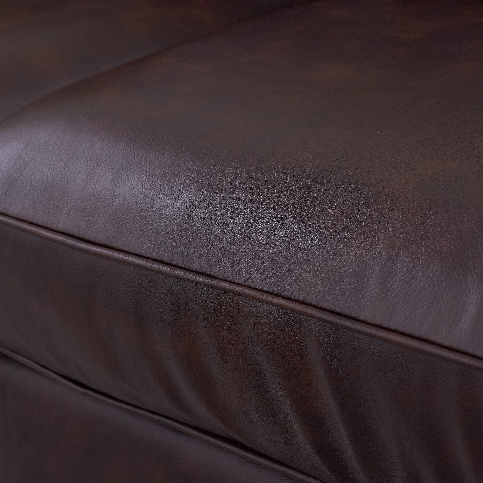 Serta Palisades 61" Track Arm Sofa, Durable Bonded Leather, Soft Pillow Back, Pocket Coil Seat Cushions, Loveseat or Couch for Small Spaces, Living Rooms or Bedrooms, Chestnut Brown - Image 5