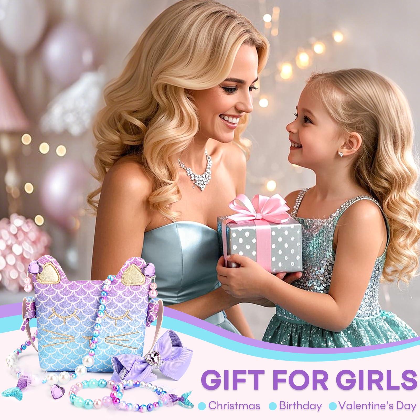 mibasies Purse for Little Girls Dress Up Jewelry Pretend Play Kids Accessories Mermaid Gifts - Image 2