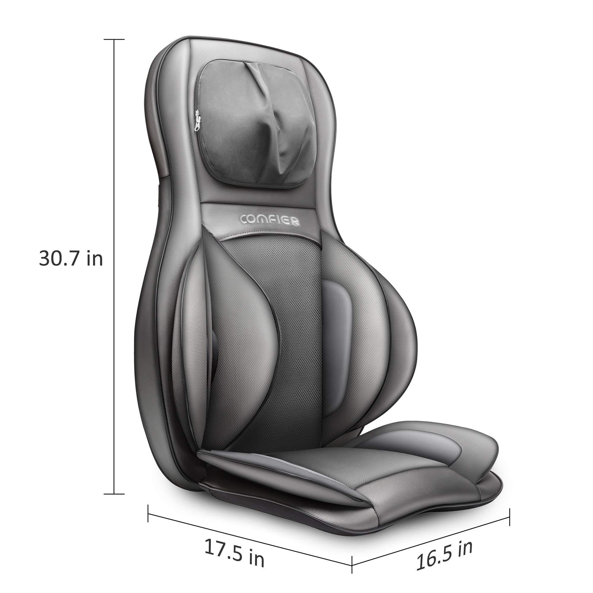 COMFIER Massager Chair with Heat, Shiatsu Neck Back Massager Portable with Compress & Rolling,Massage Chair Pad for Full Back,Neck,Full Body Pain, Gray - Image 8