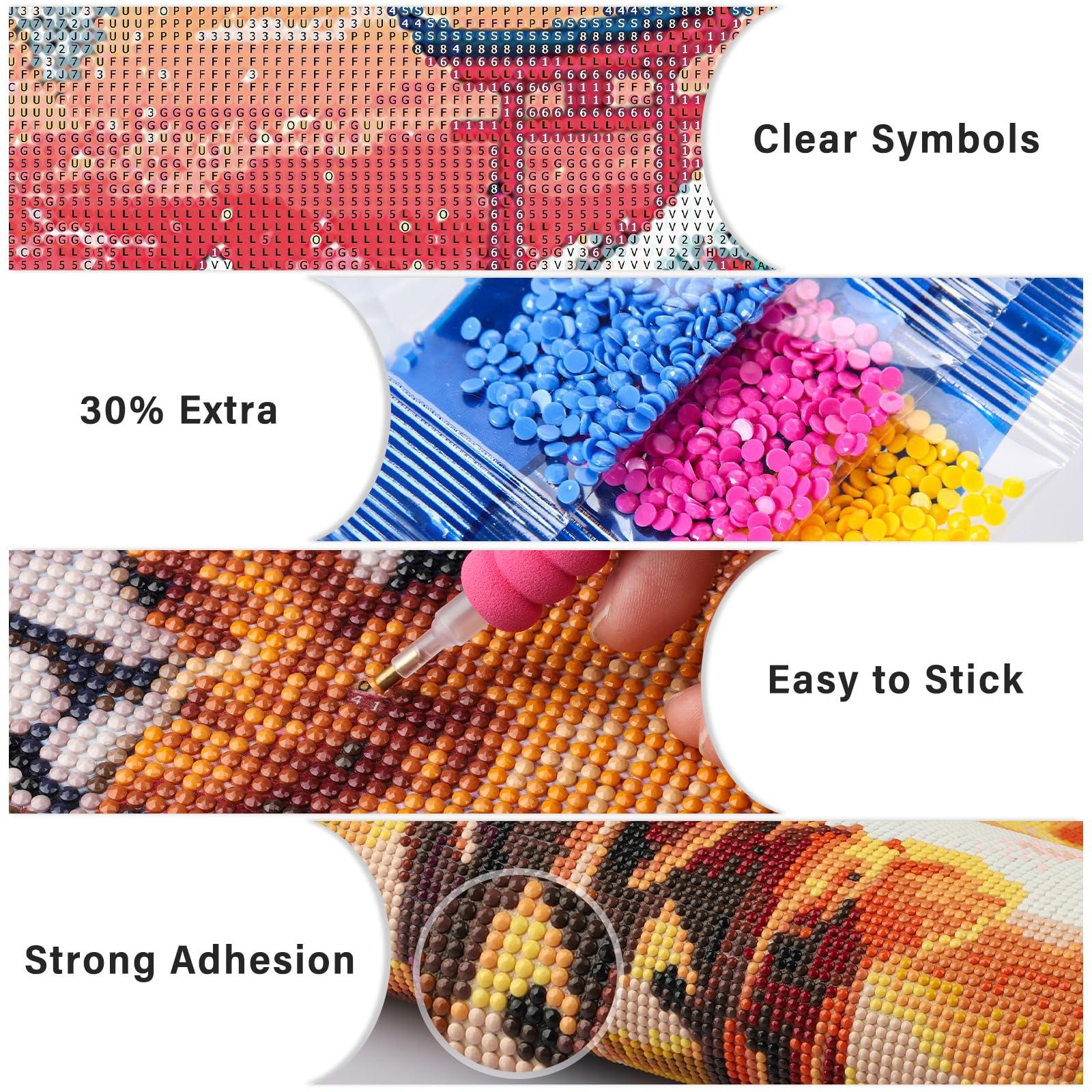 Lxmsja Cherry Blossom Diamond Art Kits for Adults, Great Wave DIY Full Drill Diamond Painting Kits for Beginners, 5D Gem Art Crafts for Adults, Home Wall Decor 16x12 inch - Image 4