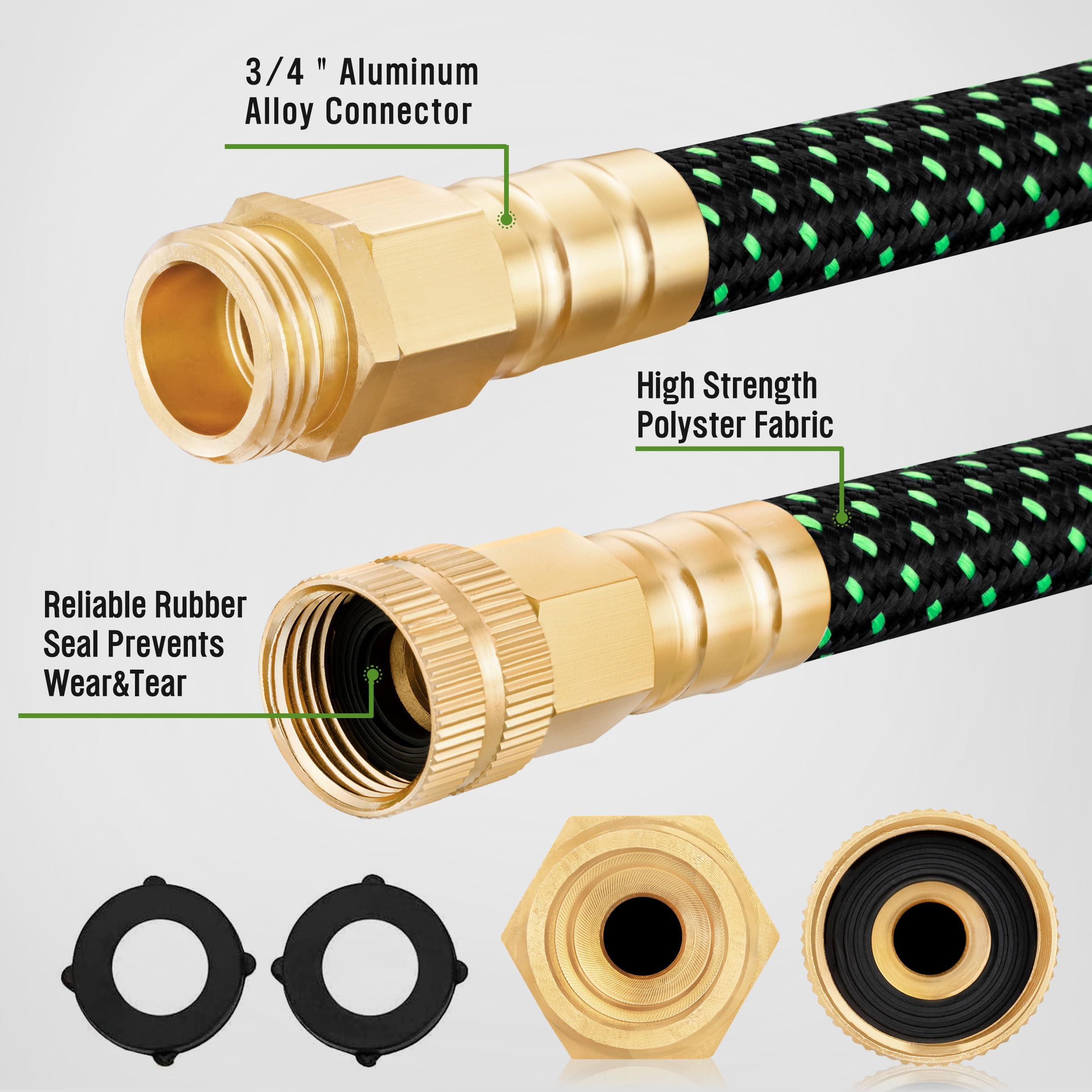HBlife Garden Hose 50ft, Non Expandable Water Hose with 8 Watering Spray Nozzle, Flexible Lightweight Hose for Yard, Lawn, Car Wash and Outdoor - Image 3