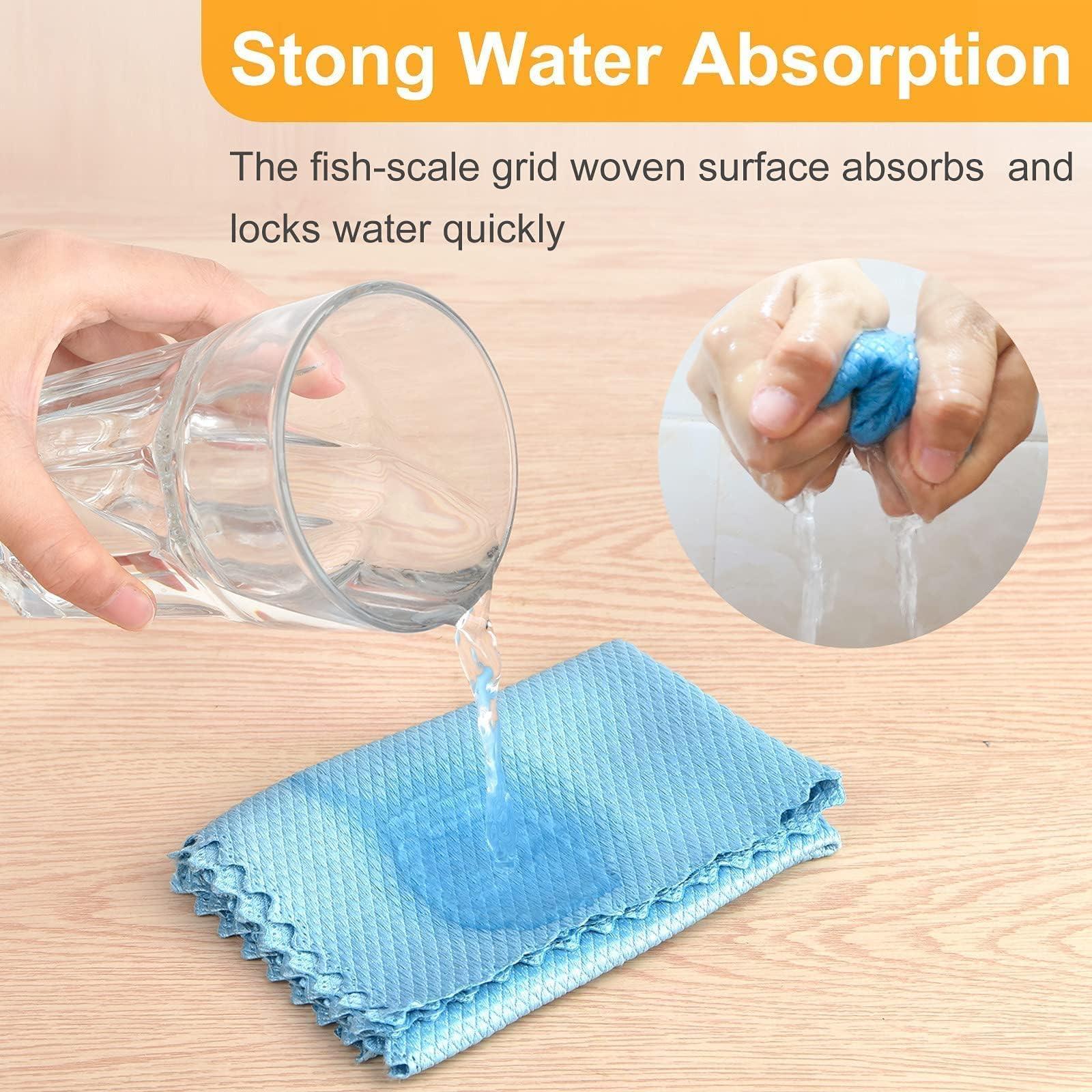 FPPLXCNM Weiliya 10pcs Cleaning Fish Scale Cloth Microfiber Nanoscale Cleaning Lint FreeEasy, No Trace High Absorption Polishing Cloth for Kitchen Home (Random Color)(30X40cm) - Image 3