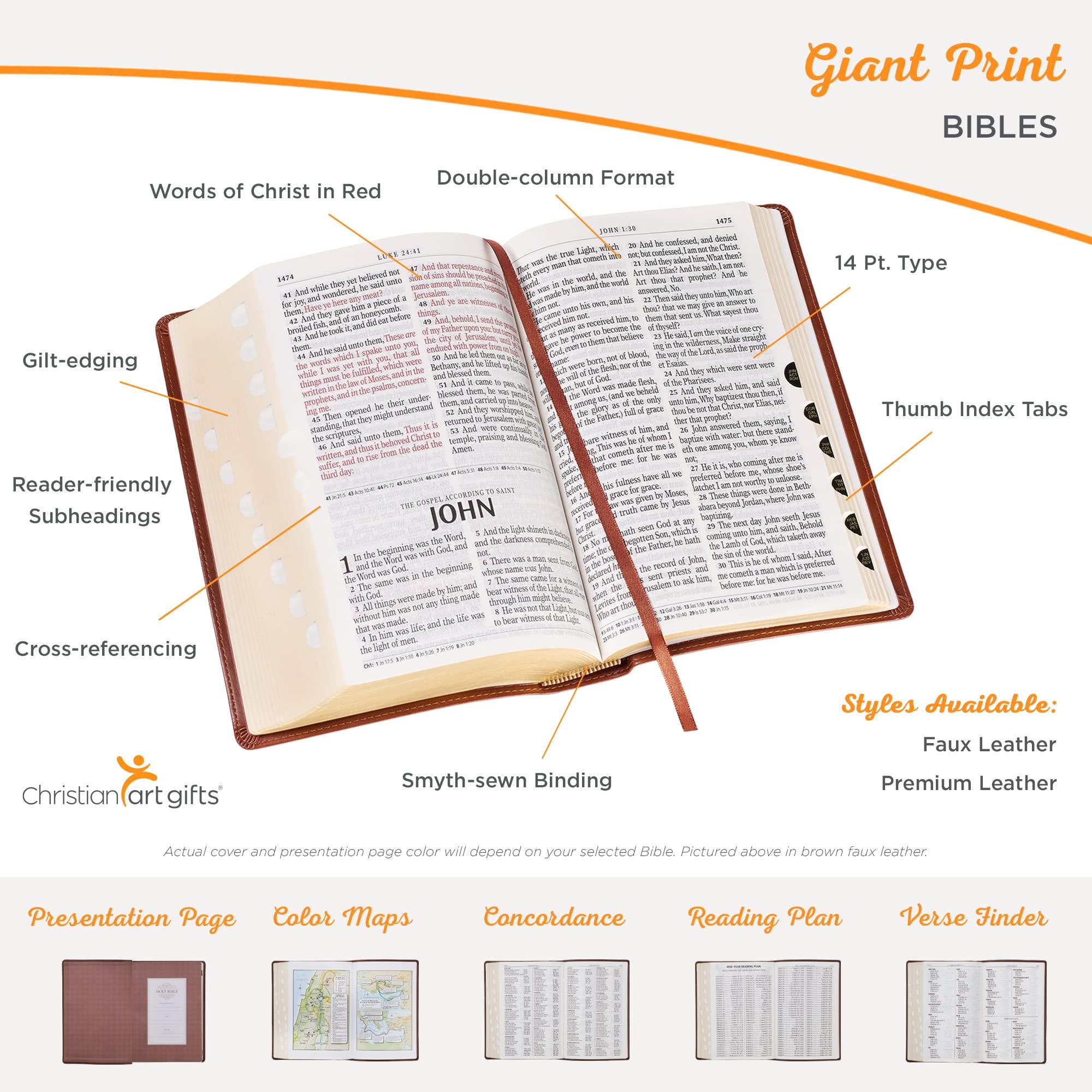 KJV Holy Bible, Giant Print Full-size Faux Leather Red Letter Edition - Thumb Index & Ribbon Marker, King James Version, Pink (KJV Full Size GP Editions) - Image 6