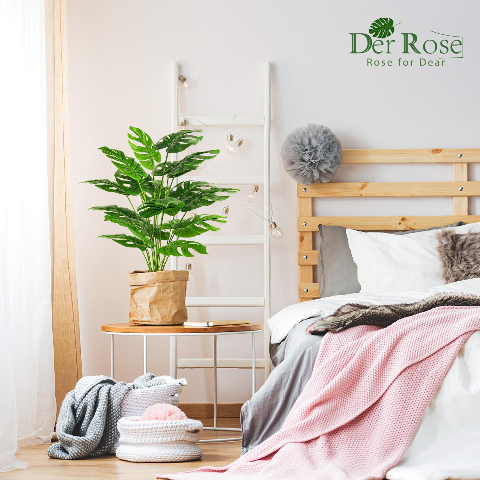 Der Rose 28" Fake Plants Tall Artificial Monstera Faux Plants in Pot for Home Farmhouse Bedroom Living Room Decor Indoor - Image 2
