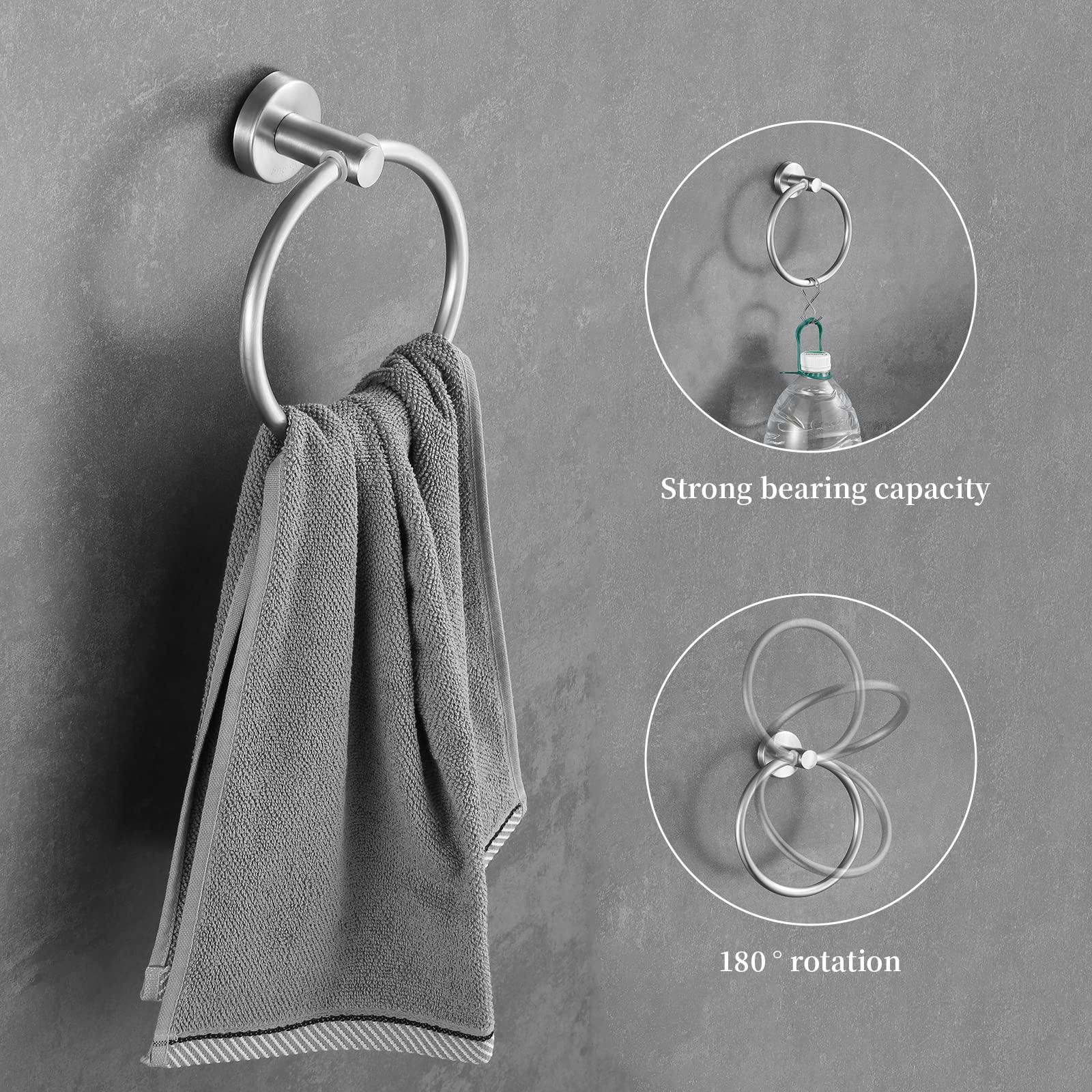 Hinmood Bathroom Hardware Set 10 Pieces, Stainless Steel Towel Bar Set Includes 16 inch Towel Bar, Towel Hook, Towel Ring Toilet Paper Holder - Image 6