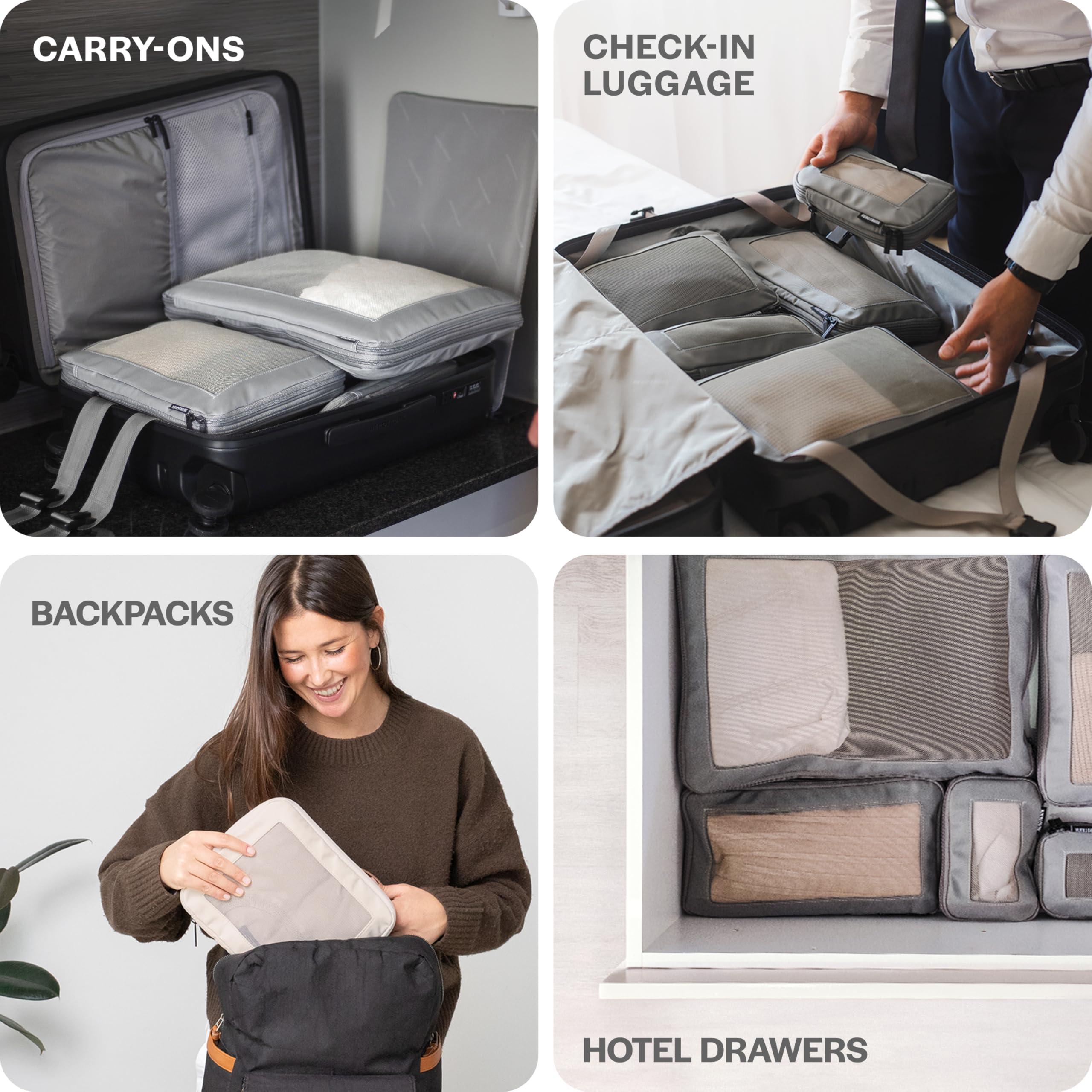 Aerotrunk Compression Packing Cubes for Travel - Luggage Organizer Bags - Double Zipper Packing Cubes for Suitcases (6-Pack, Beige) - Image 9