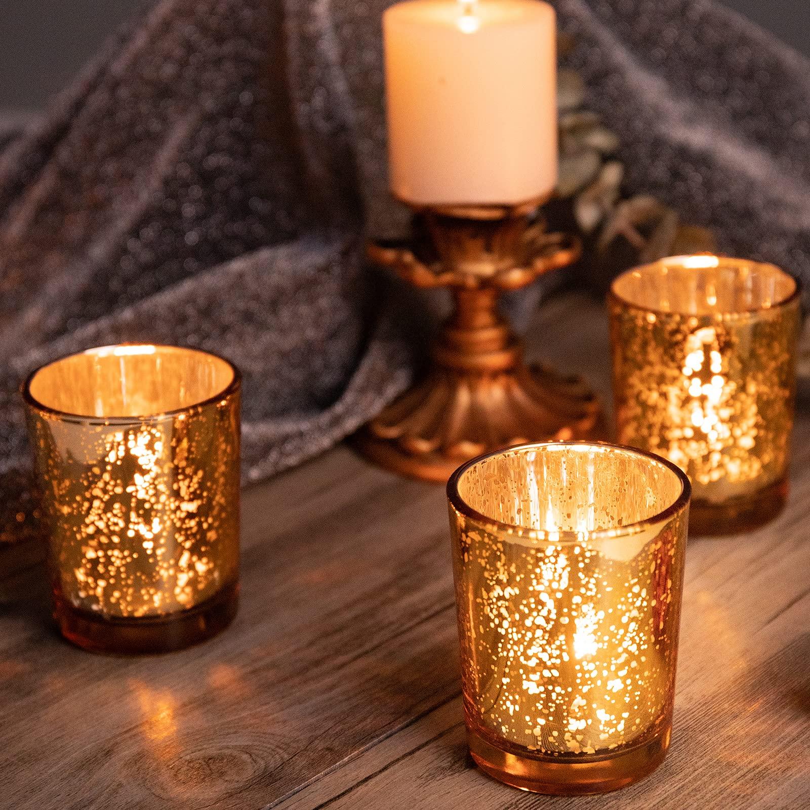 FREDOM Gold Tealight Candle Holder Set of 36 Mercury Glass Votive Candle Holders for Wedding Table Centerpiece Thanksgiving Christmas Party Decoration Home Decor - Image 4