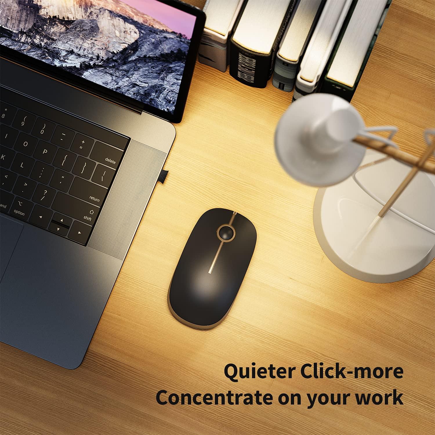VssoPlor Wireless Mouse, 2.4G Slim Portable Computer Mice with Nano Receiver for Notebook, PC, Laptop, Computer (Black and Gold) - Image 7