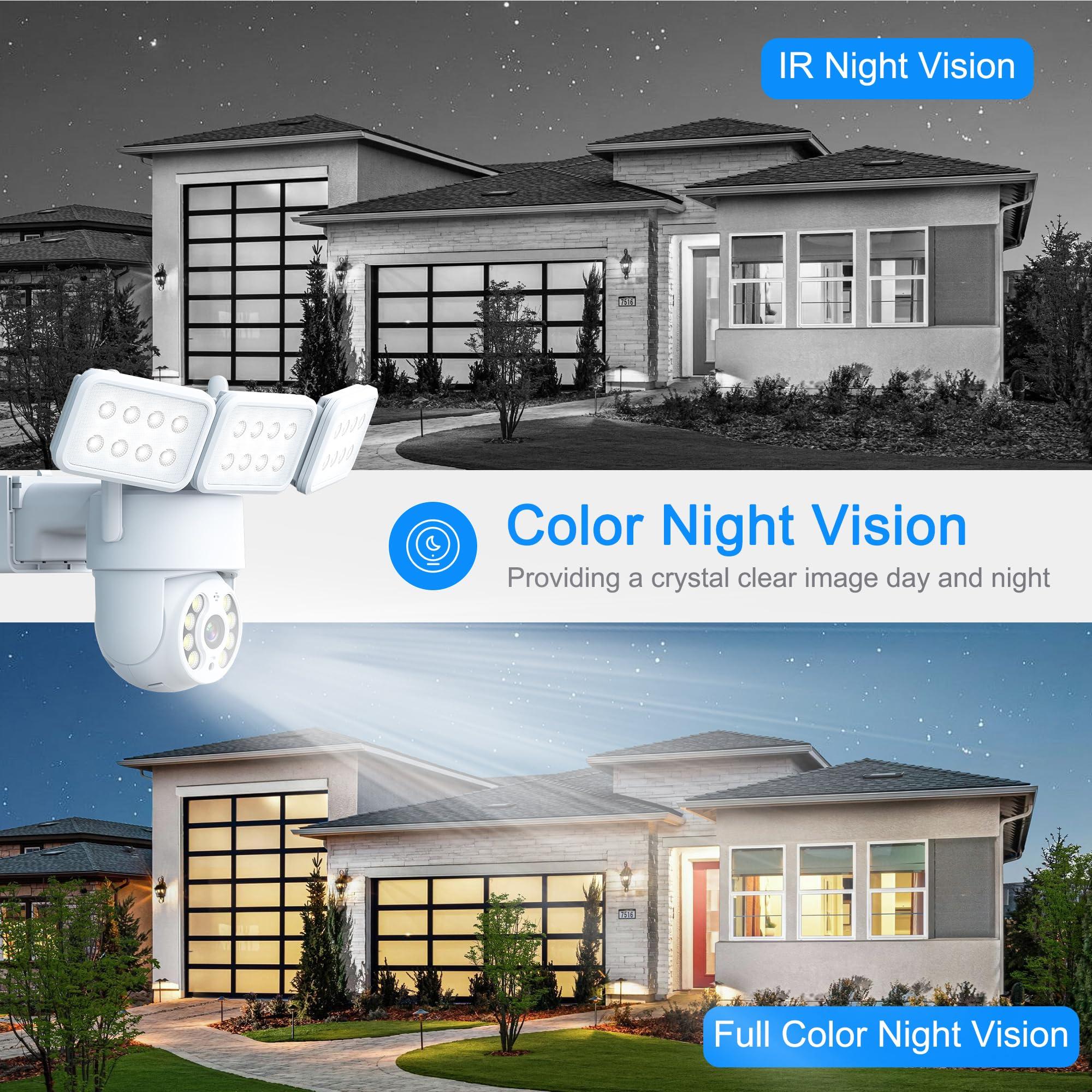 GOLSPARK Floodlight Camera, 2K WiFi Outdoor Security Camera with 2000LM Flood Light, Outdoor Camera with 2-Way Audio 360° PTZ AI Detection Auto Tracking Color Night Vision Alert Cloud or SD Storage - Image 9