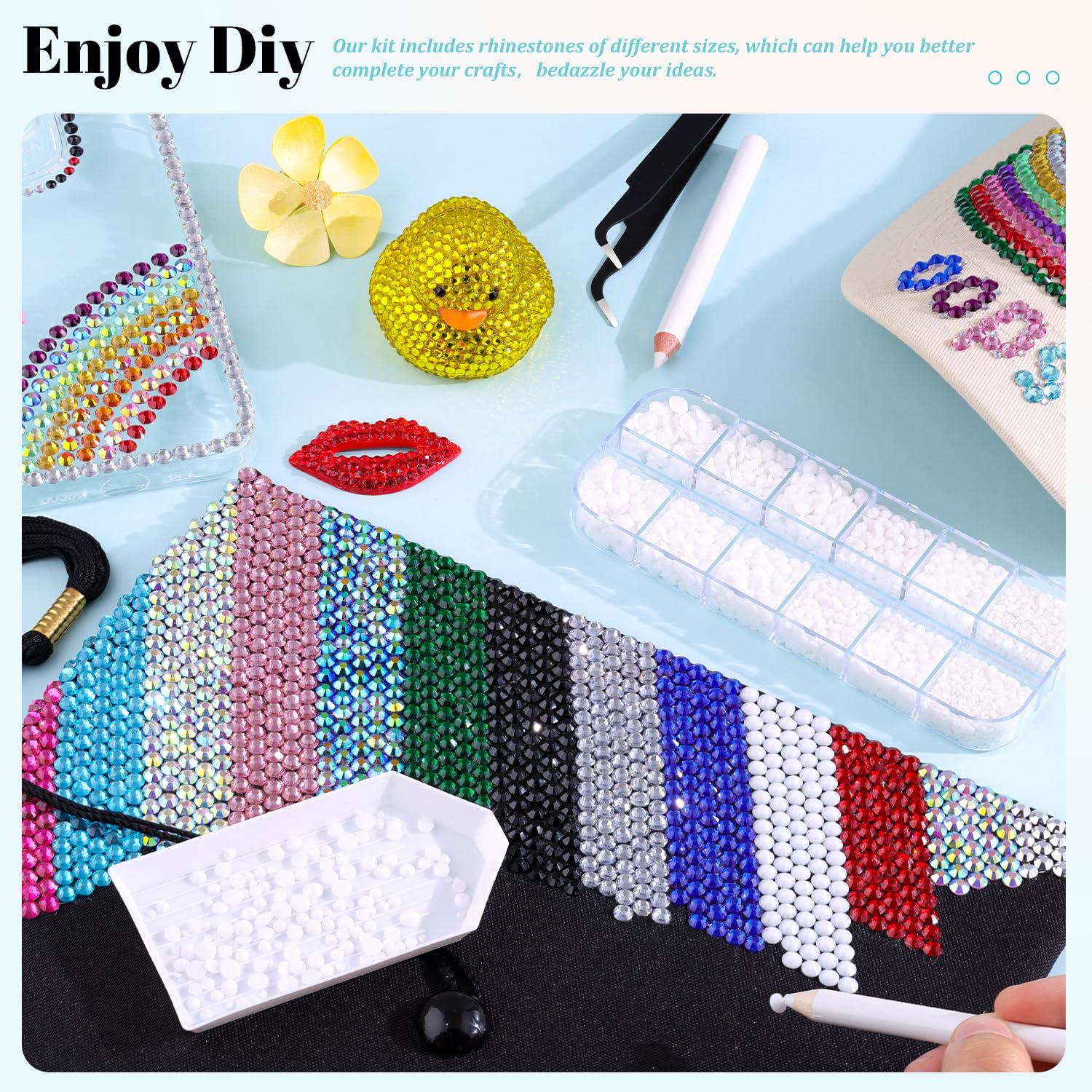 6100Pcs Resin Rhinestones for Crafting with 2Pcs 10ml B7000 Jewelry Glue, 1 Box Flatback Crystals Diamond (White) for Bedazzling Crafts DIY Nail Art Non Hotfix Gems for Clothing Shoes - Image 3