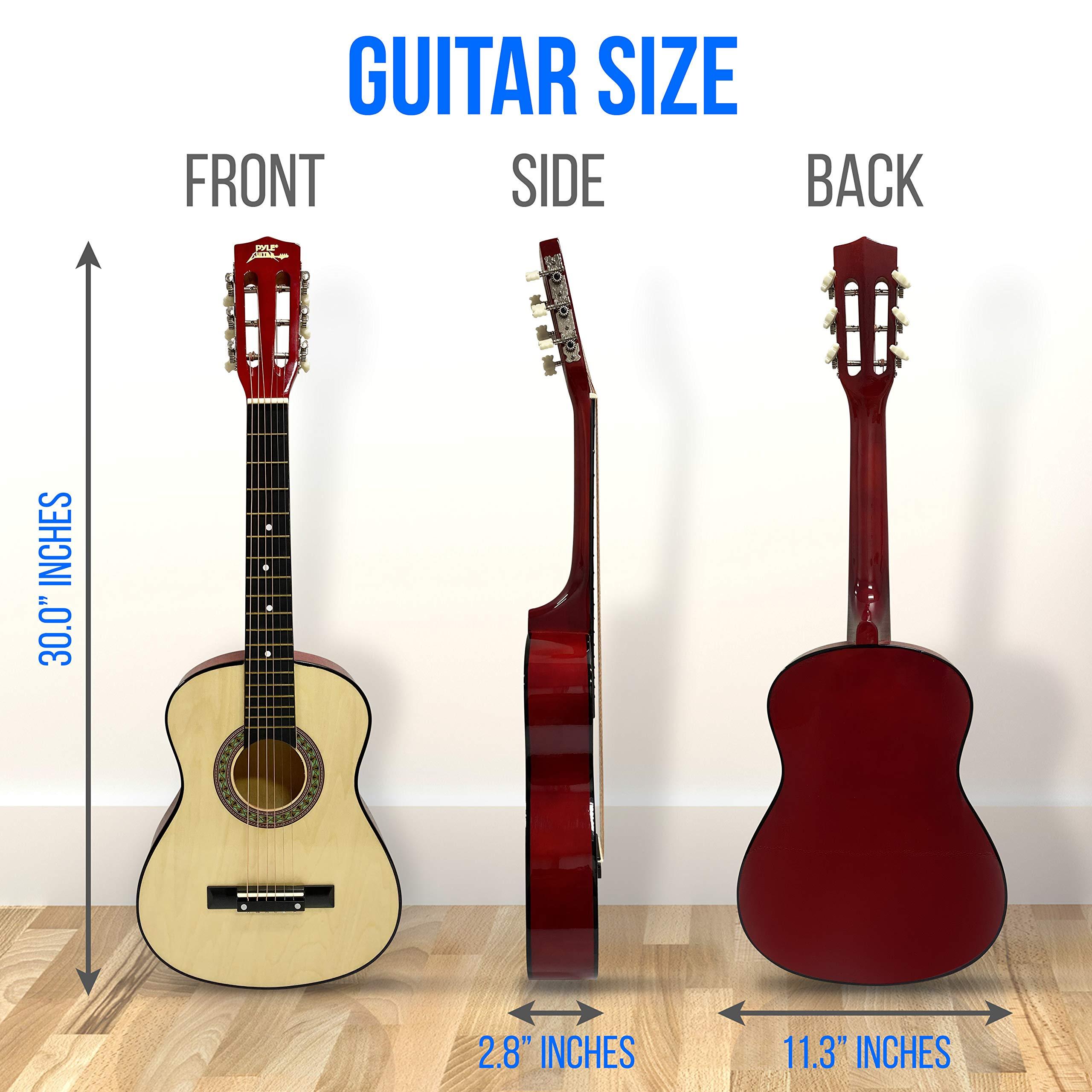 Pyle 30” Classical Acoustic 6 String Linden Traditional Style Guitar w/Wood Fretboard, Case Bag, Nylon Strap, Tuner, 3 Picks-for Beginner, Children Use, Right Handed, (PGAKT30) - Image 4