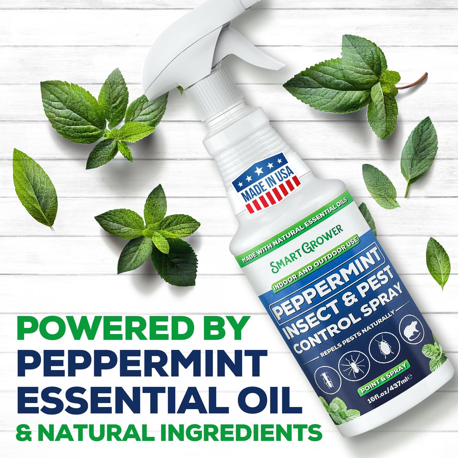 All Natural Peppermint Oil Insect & Pest Control Spray Repels Mice, Spiders, Ants, for Home, Indoor, Outdoor, Garden Maximum Strength Smart Grower Ready to Use 16 FL OZ - Image 2