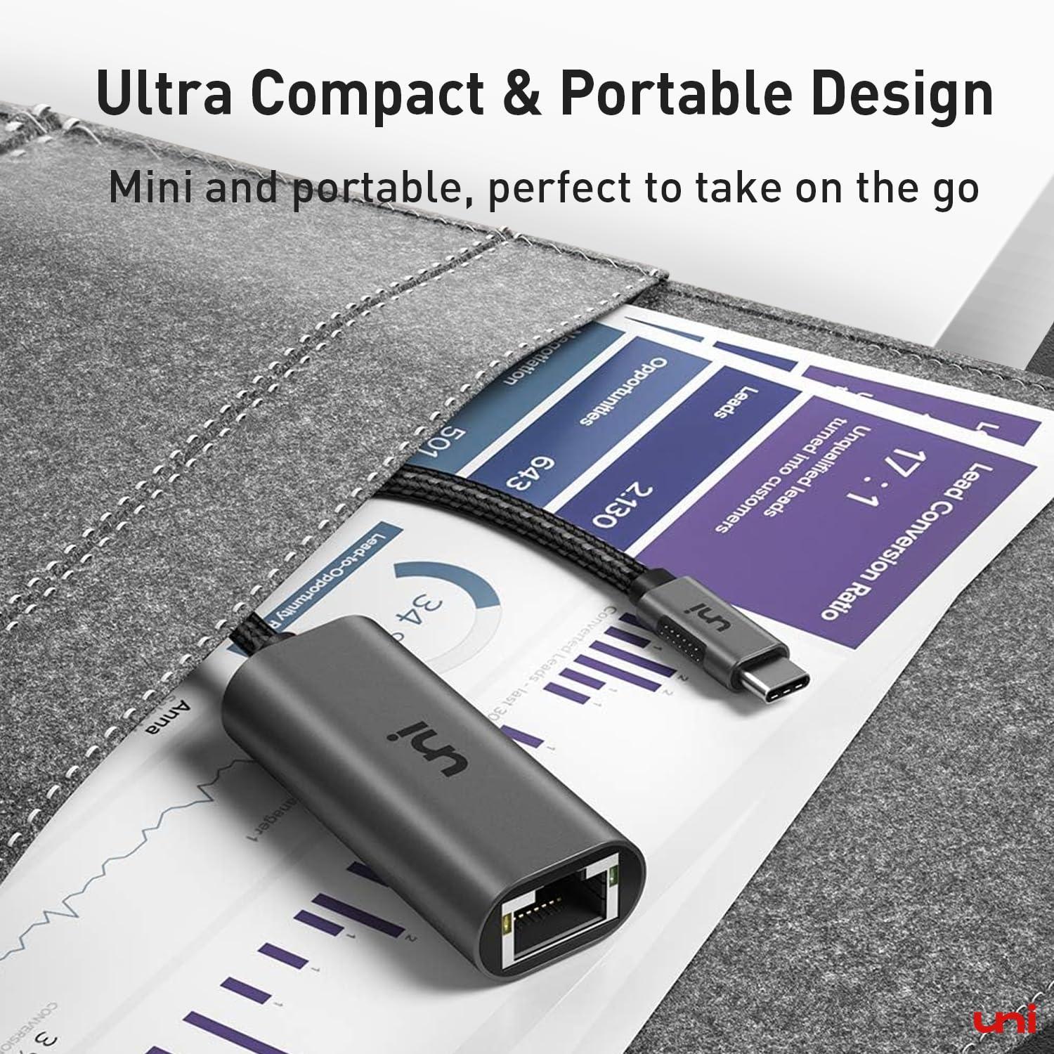 uni USB C to Ethernet Adapter, Driver Free RJ45 to USB C [Thunderbolt 3/4 Compatible], 1Gbps Type-C Gigabit Ethernet LAN Network Adapter for MacBook Pro/Air, iPhone 15 Pro/Max, Dell XPS, Galaxy S8-S24 - Image 6