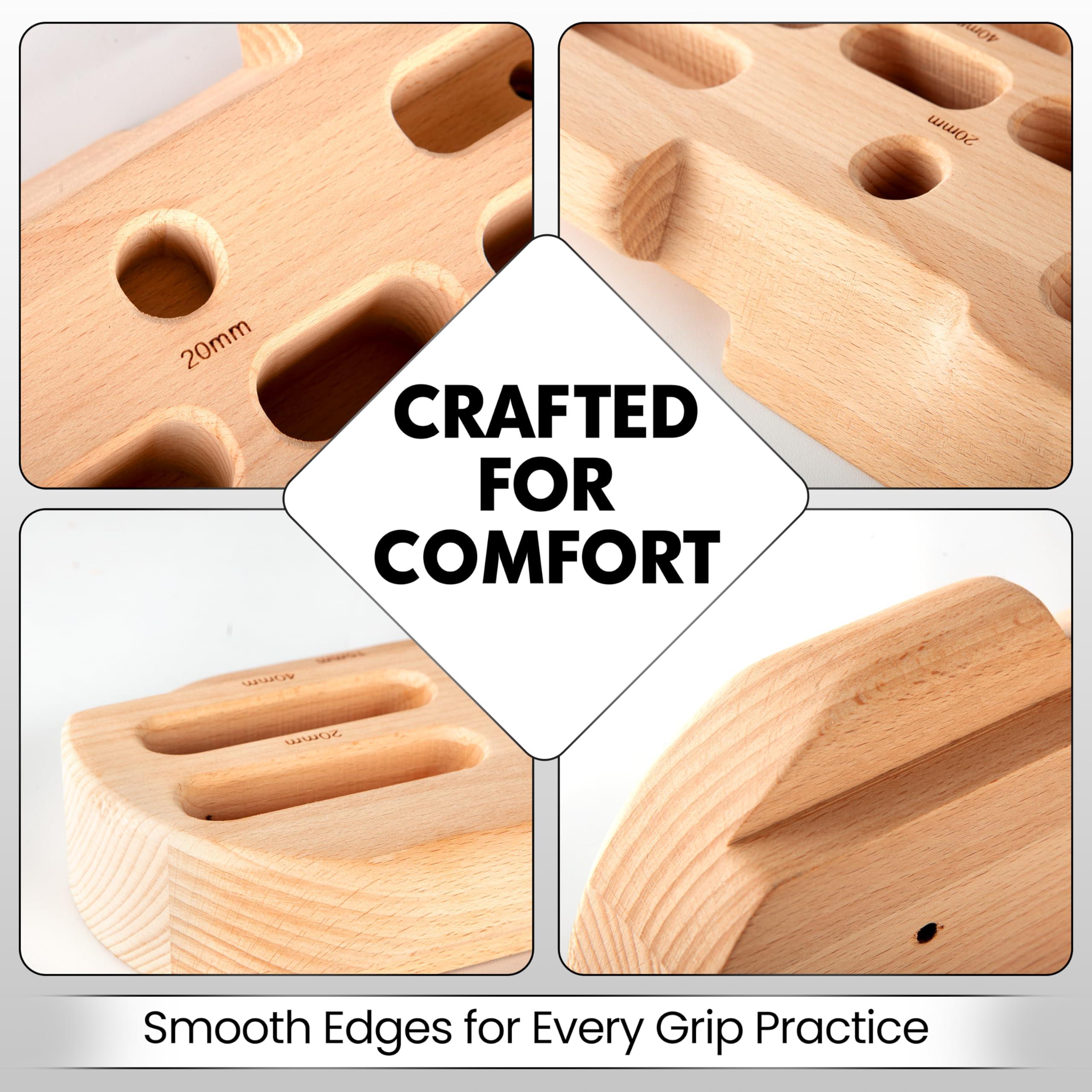 ESTROSO Wooden Hangboard - Training Hang Board with Adjustable Grip Depths, Grip Strengthener, Forearm Exerciser, Pull Ups - Climbing Fingerboard with Installation Kit - Image 5