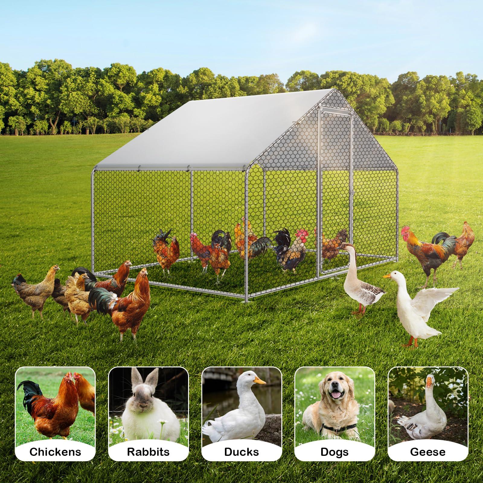 RITSU Large Metal Chicken Coop Run for 6/10 Chickens, Duck Coop/House, Walk-in Chicken Runs for Yard, Chicken Cage/Pen with Waterproof Cover for Rabbit Duck Chicken (9.8' L×6.6'W× 6.4'H) - Image 5