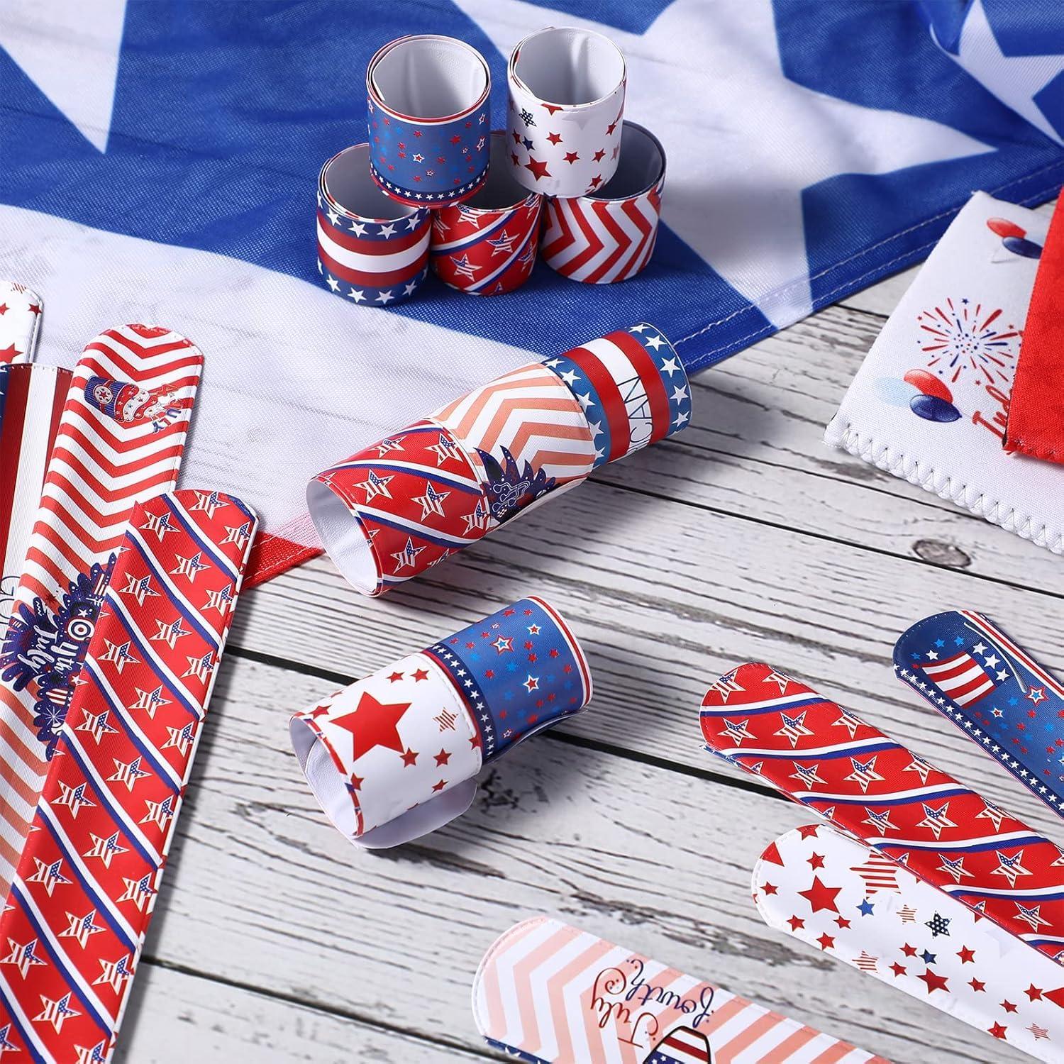 【12 Patterns 36PCS】 4th of July Slap Bracelets Bulk 4th of July Accessories Patriotic Party Favors Parade Throws Fourth of July Party Supplies Toys Gifts USA Accessories Fourth of July Deals - Image 6