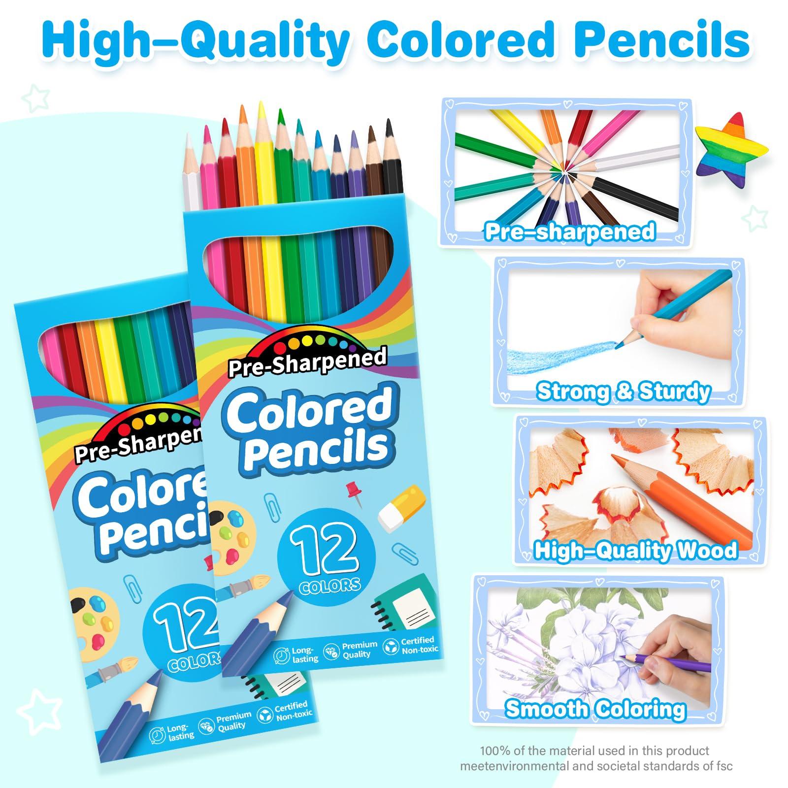 V-Opitos 168 Count Kids Colored Pencils, 14 Pack Bulk Pre-sharpened Coloring Pencils in 12 Colors, School Supplies for Teachers, Ideal Back to School Supplies & Classroom Prizes, Kids Party Favor - Image 3