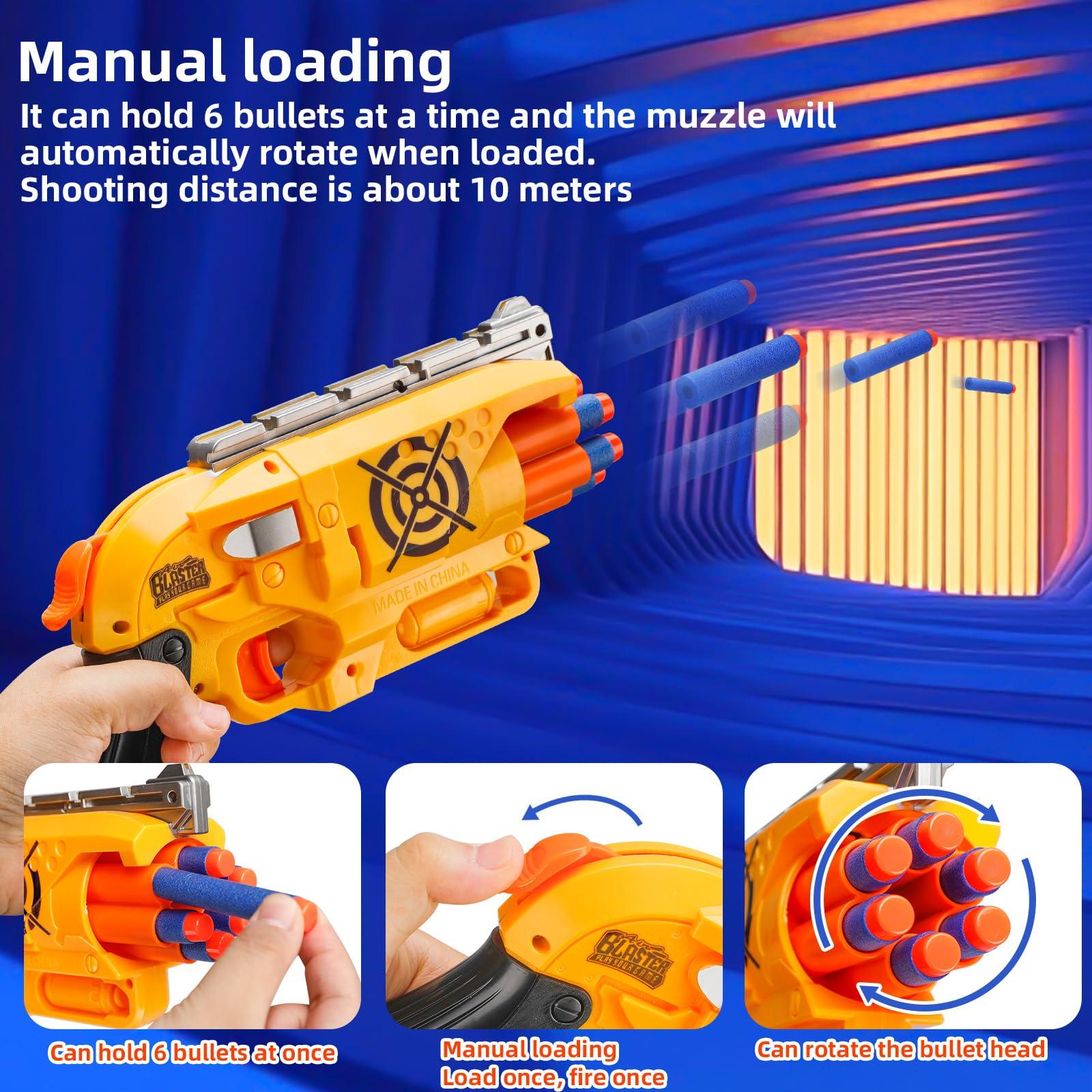 2 Pack Blaster Guns Boys Toy for 3+ Year Old Kids, 80 Soft Foam Darts Bullets, 2 Targets & 2 Wrist Strap, Gun Toys Gifts for Ages 8-12,Christmas Stocking Stuffers Party Supplies for Toddler Orange - Image 4