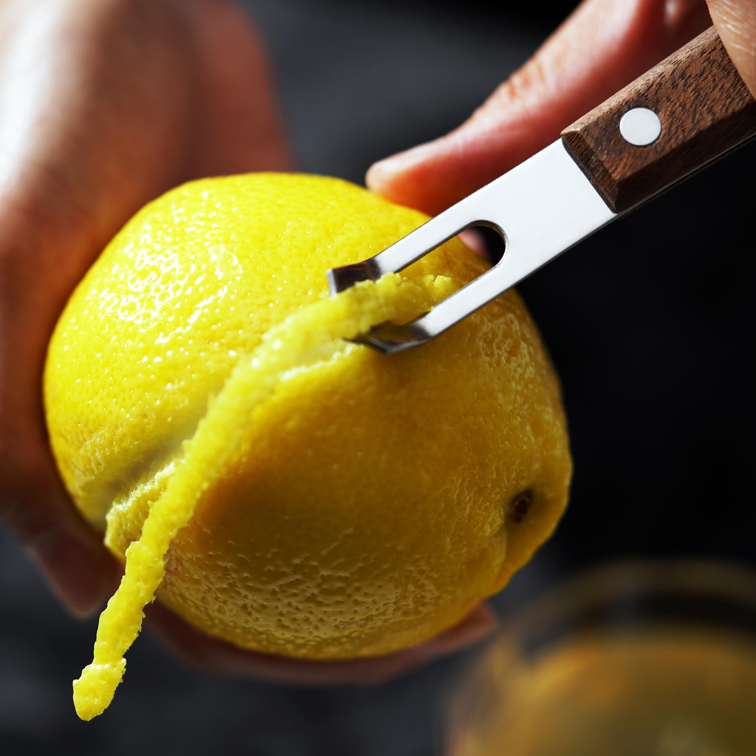 Viski Channel Knife, Citrus Zester and Orange Peeler Tool, Walnut Wood and Stainless Steel Bar Tool for Cocktail Garnishes, Perfect for Home Bars, Craft Cocktails and Bartender Gifts, Set of 1 - Image 2