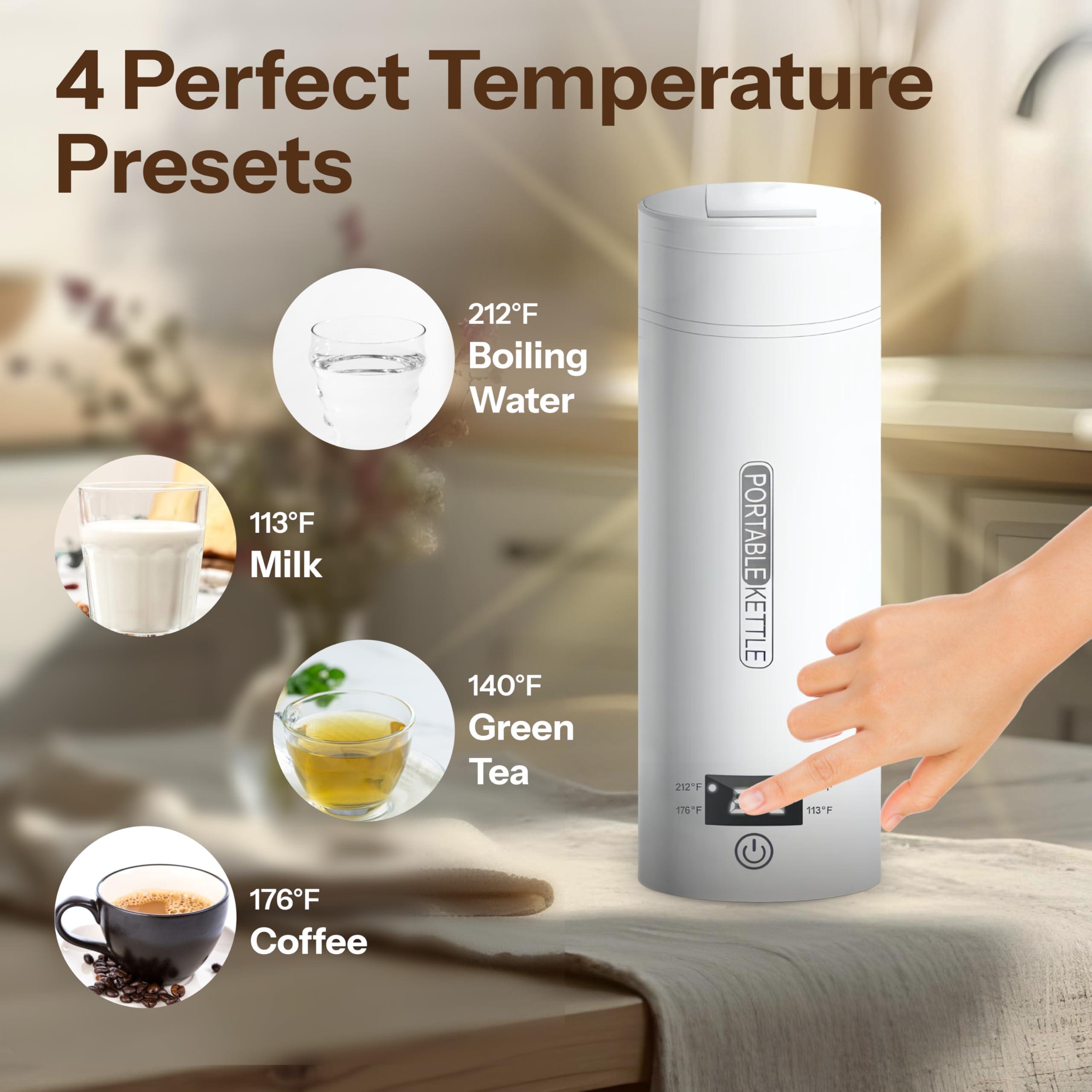 Thrive NRG Travel Electric Portable Kettle, Small Travel Kettle for Tea and Coffee - 304 Stainless Steel, 450mL Mini Hot Water Boiler with 4 Temperature Presets, LCD Display, and Auto Shut-Off - Image 3