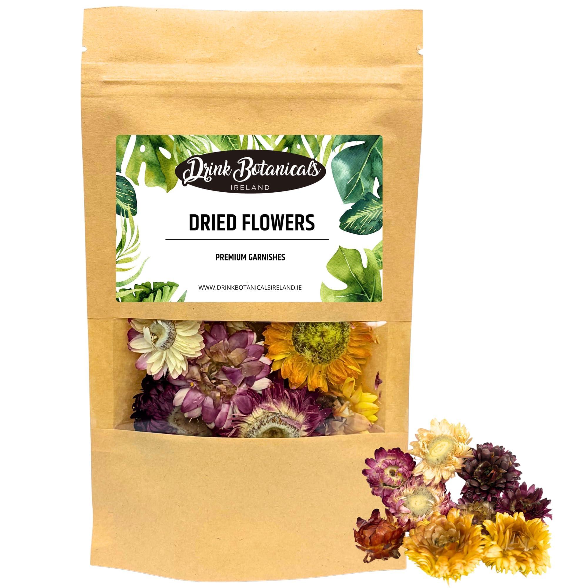 Food Grade Dried Mixed Flowers | 20+ Flowers | 100% Natural | Dried Flowers | Cocktail Toppers | for Garnishing Cocktails, Cake Decoration, Tea Infusions | 20 Grams, 0.7 oz | Drink Botanicals Ireland
