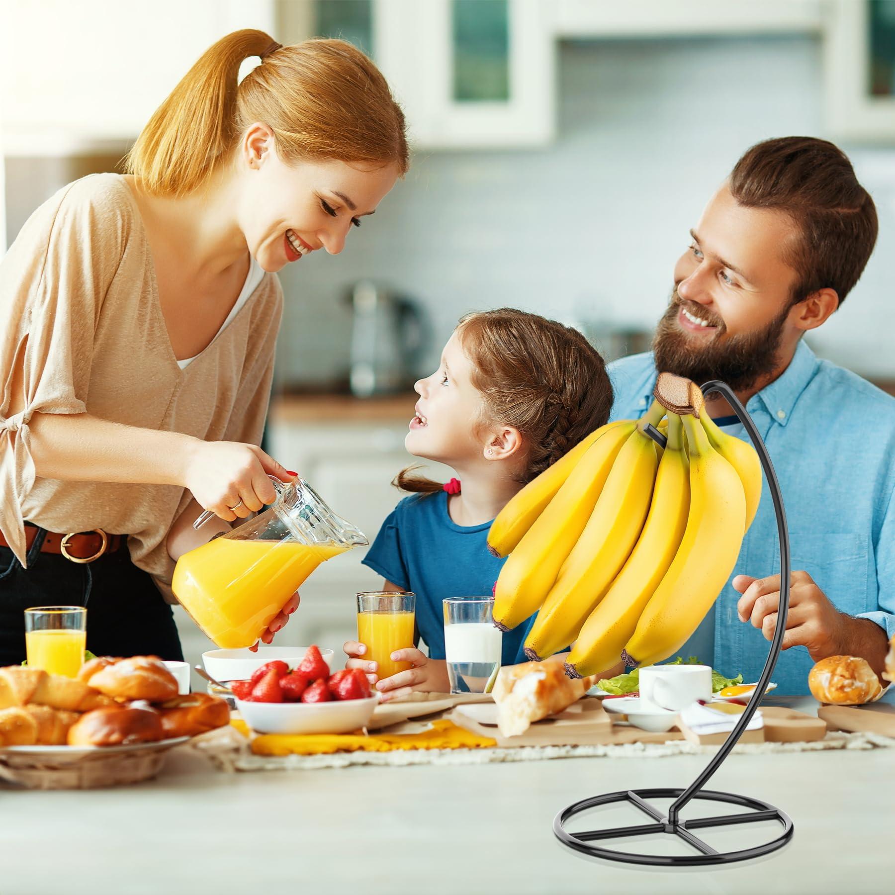 Beesini 2 Pack Banana Holder, Banana Tree Stand Metal, Banana Stand Holder, Holds Up to 15LB Banana or Grape, Banana Rack for Kitchen Counter, Black - Image 2