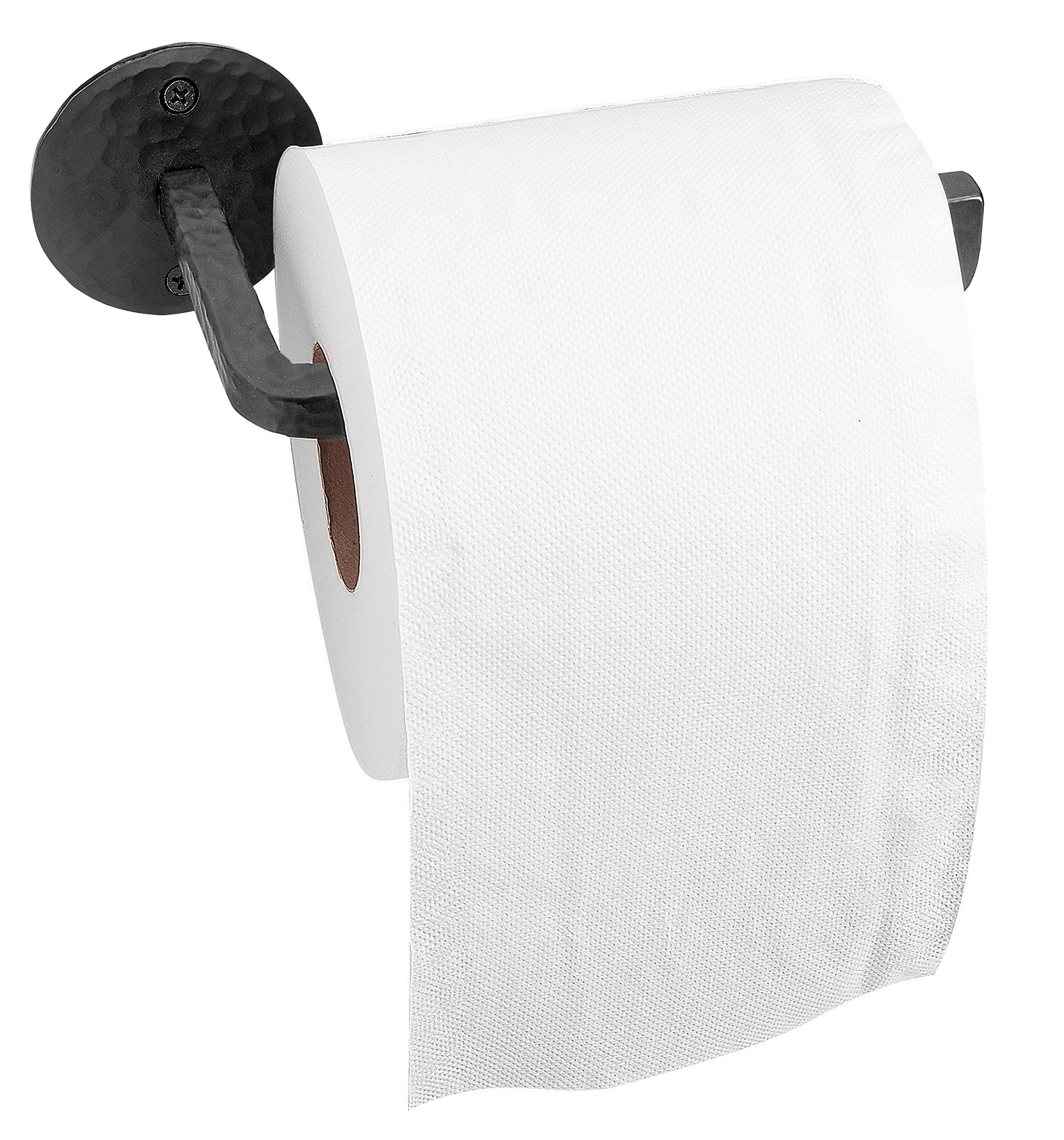 Stur-De Wrought Iron Toilet Paper Holder - Rustic Toilet Paper Holder Wall Mount Tissue Holder for Bathroom, Toilet Paper Roll Holder for Farmhouse Style Home & Vintage House - Black, 6.5 x 2.5 Inches - Image 8