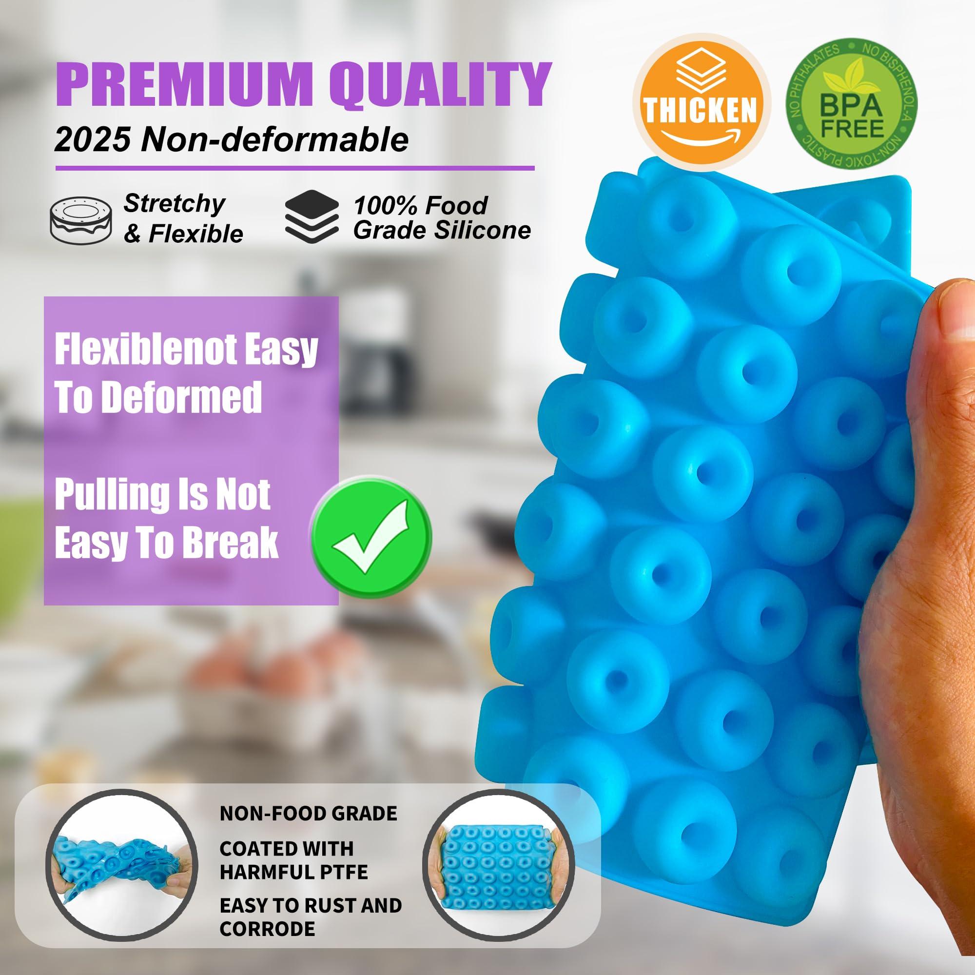 4 Pcs Silicone Gummy Candy Molds Kit with 2 Droppers | Non-Stick Large Bear/Dinosaur/Donut/gummy worm 200+ Cavities | BPA Free Chocolate Jello Molds for Kids, DIY Baking & Party Favors - Image 3