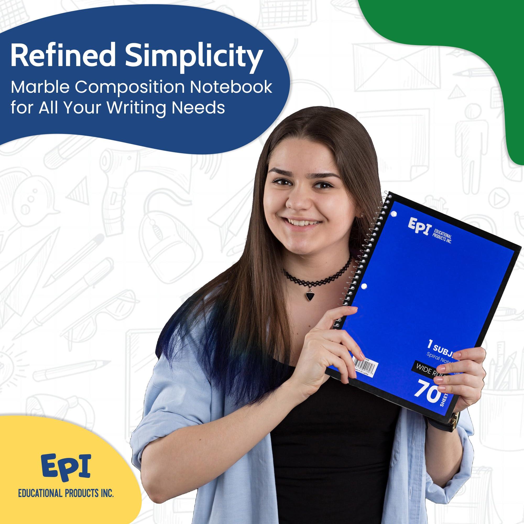 EPI Spiral Notebook | Wide - 70 Sheets, Durable Spiral Binding | 10.5 x 8 in | Classroom Supplies | School, Office, Note Taking, Journaling - 48 Pack - Image 7