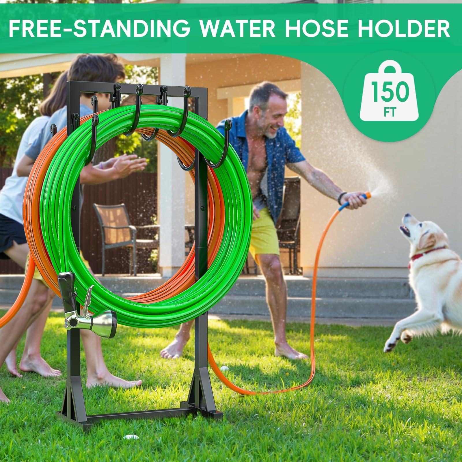 Kcysta Garden Hose Holder Freestanding, Double-Sided Water Hose Holders for Outside, Heavy Duty Metal Hose Stand Hanger Storage Rack - Image 3