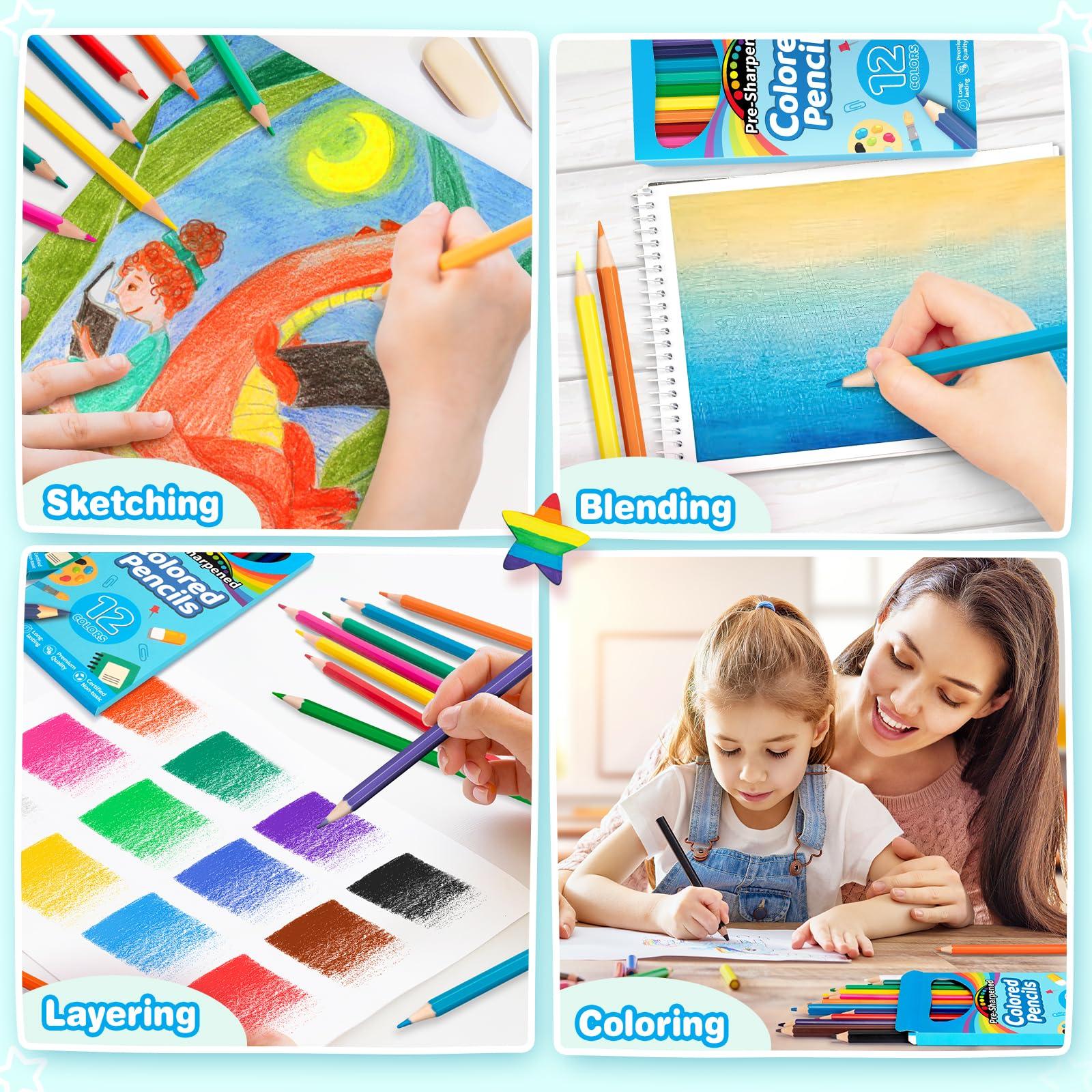 V-Opitos 168 Count Kids Colored Pencils, 14 Pack Bulk Pre-sharpened Coloring Pencils in 12 Colors, School Supplies for Teachers, Ideal Back to School Supplies & Classroom Prizes, Kids Party Favor - Image 4