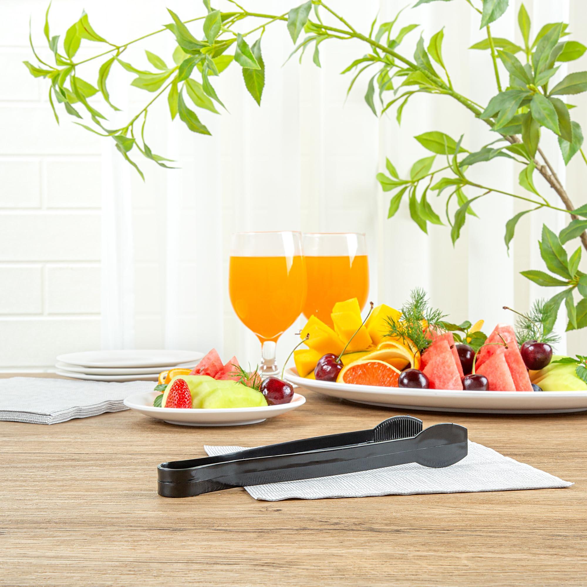 Restaurantware-Cater Tek 9 Inch Serving Tongs, 10 Disposable Tongs For Catering - With Ridged Tips, Heavy-Duty, Black Plastic Food Tongs, Long Handle, For Weddings, Buffets, Catering Events - Image 7