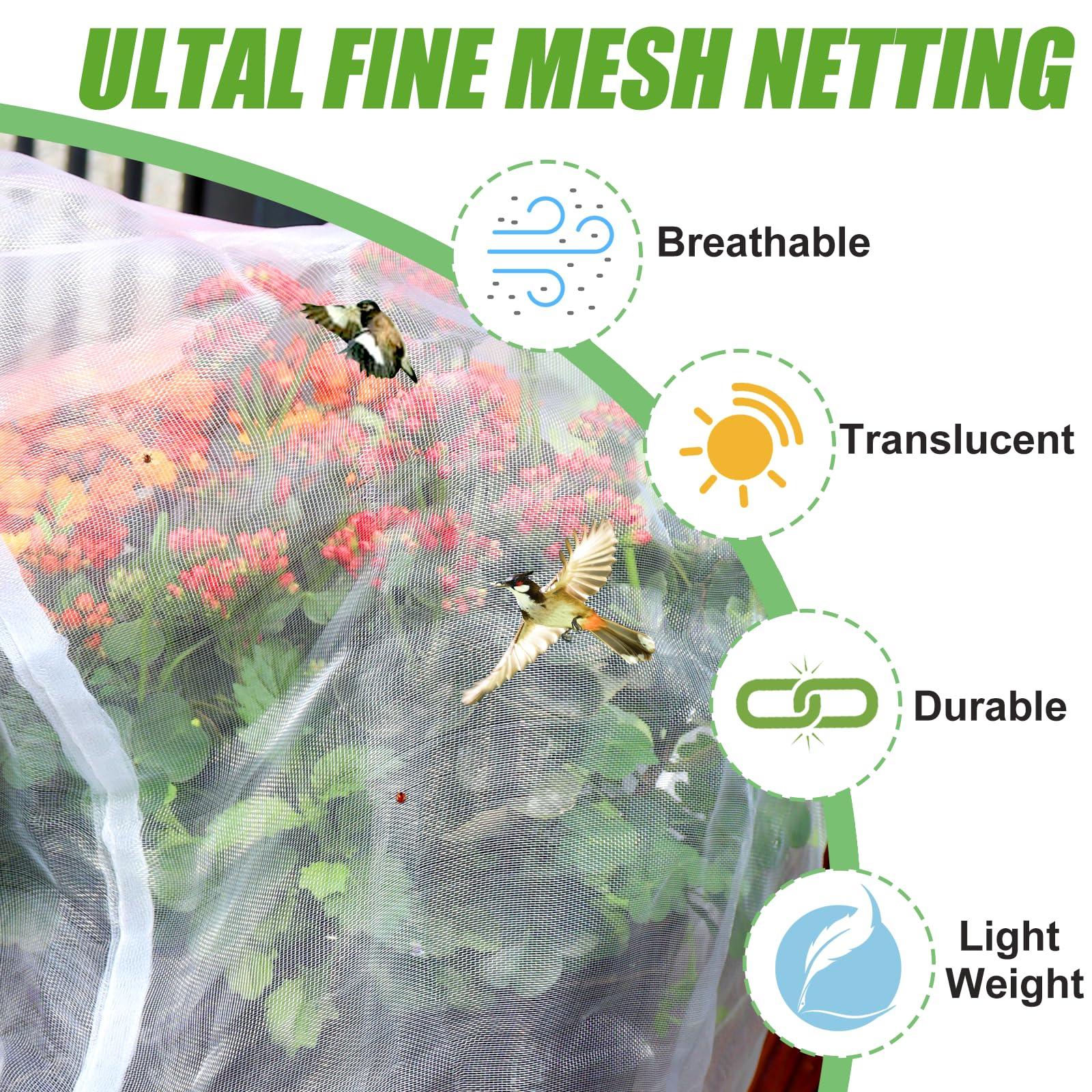 Fruit Tree Netting 6 * 7ft 2 Pack,Garden Netting for Blueberry Bushes,Vegetables,Flowers,Bird Netting Pest Barrier with Drawstring Zipper - Image 4