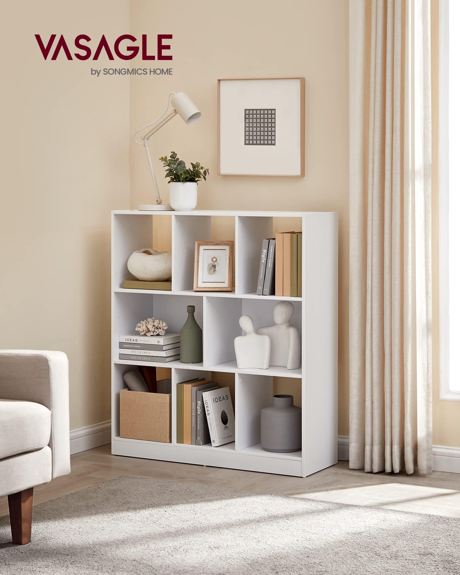 VASAGLE Bookcase, Bookshelf, Freestanding Storage Unit, 8 Open Compartments, Used Horizontally, Vertically, Upside Down, 11 x 35.4 x 39.4 Inches, for Living Room, Study, Office, White ULBC55WT - Image 2