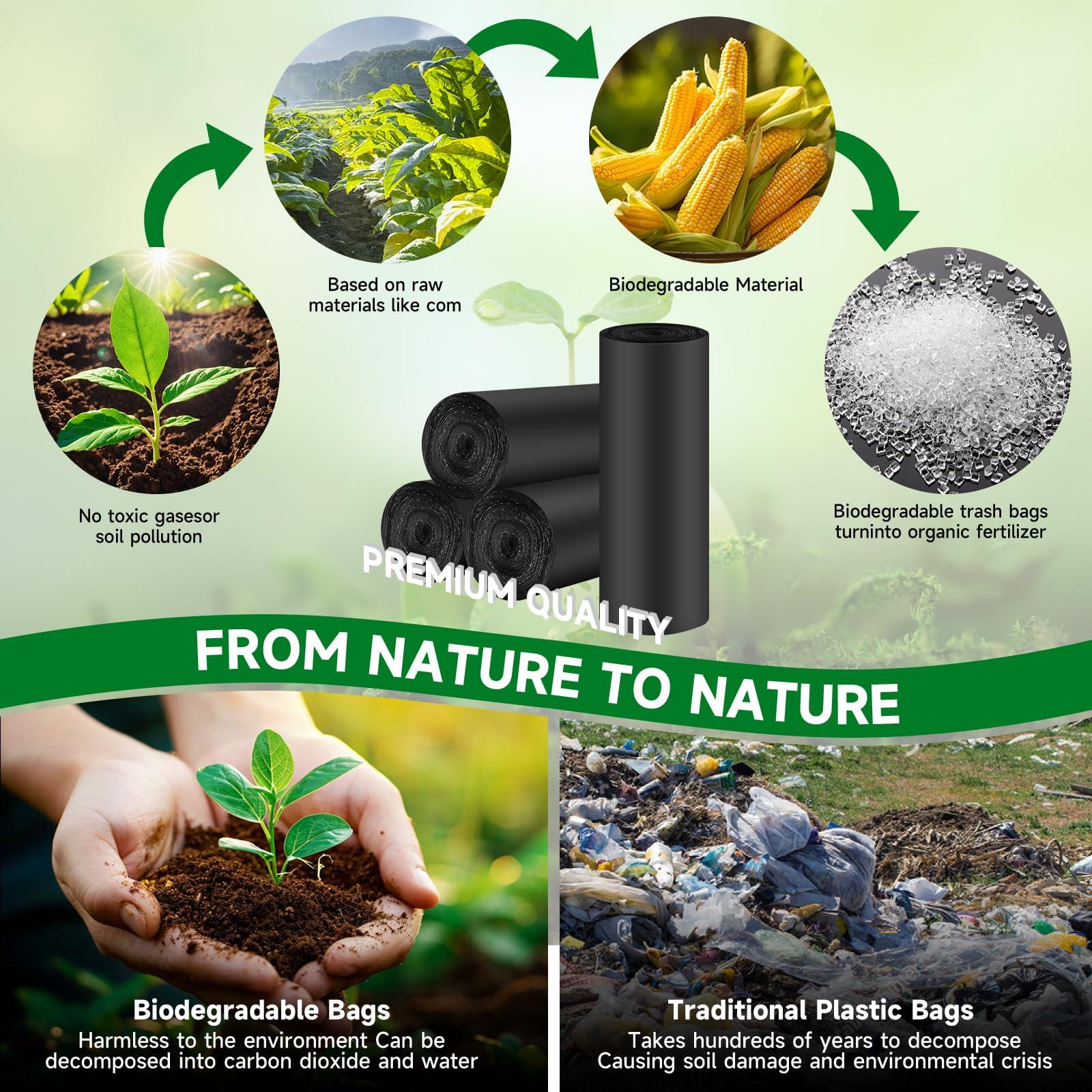 8 Gallon Trash Bags Black Biodegradable - Medium Kitchen Size 8 Gal Garbage Bag Unscented 80 Count Compostable Recycling Strong Thick Office Waste Basket Liners Bulk Chenyucheng - Image 3