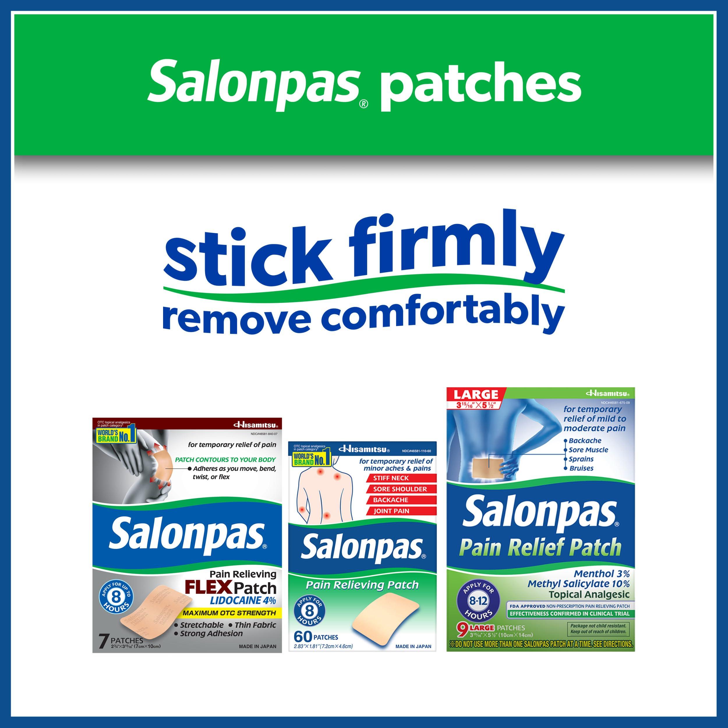 Salonpas Lidocaine 4% Pain Relieving Gel-Patch, 6 Count, for Back, Neck, Shoulder, Knee & Elbow Pain - Image 6