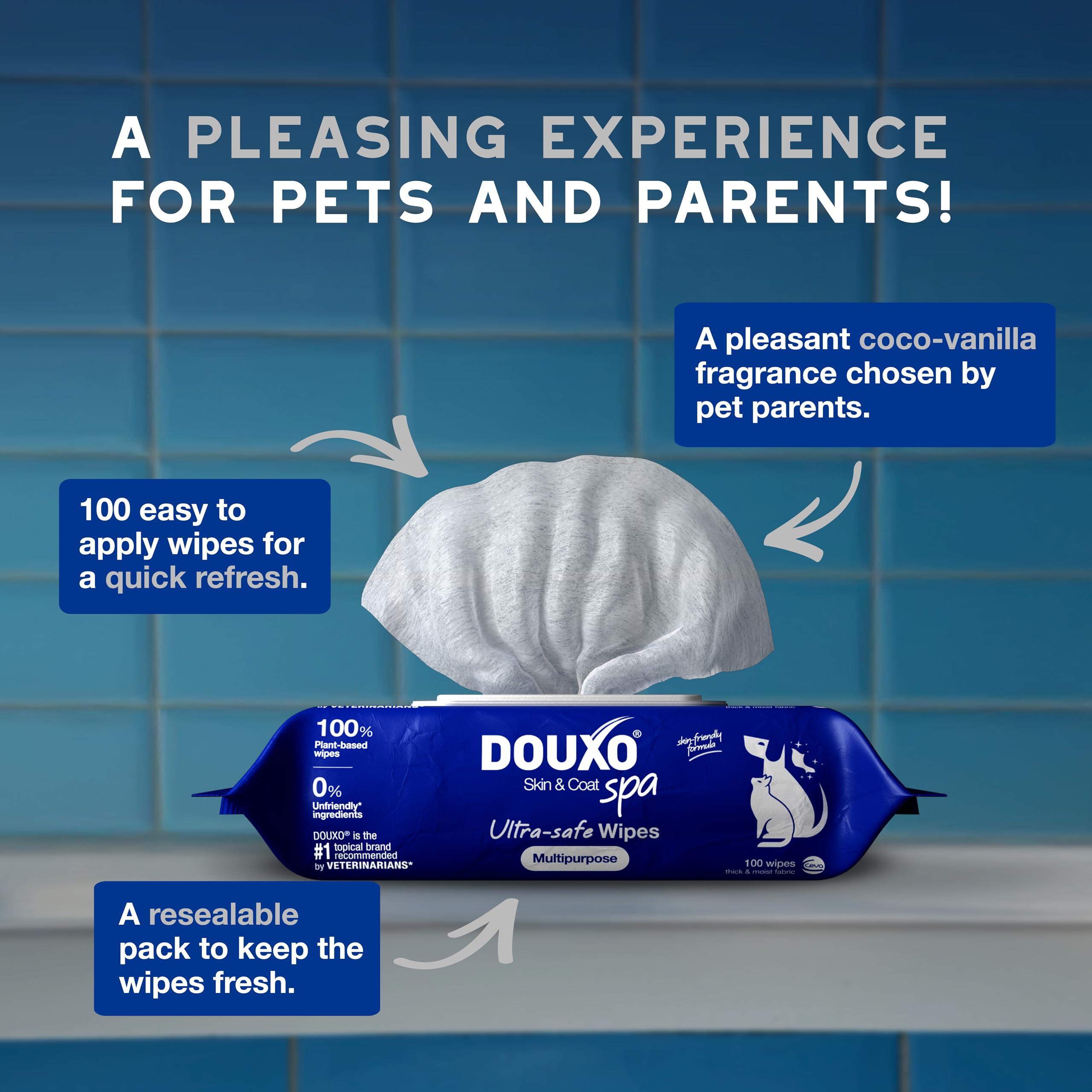 DOUXO® Skin & Coat SPA - Ultra-Safe Multipurpose Wipes for Dogs and Cats, 100 Wipes, Gently Removes Tear and Saliva Stains, Leaves the Coat and Skin Refreshed and Smelling Great, Skin-Friendly Formula - Image 6