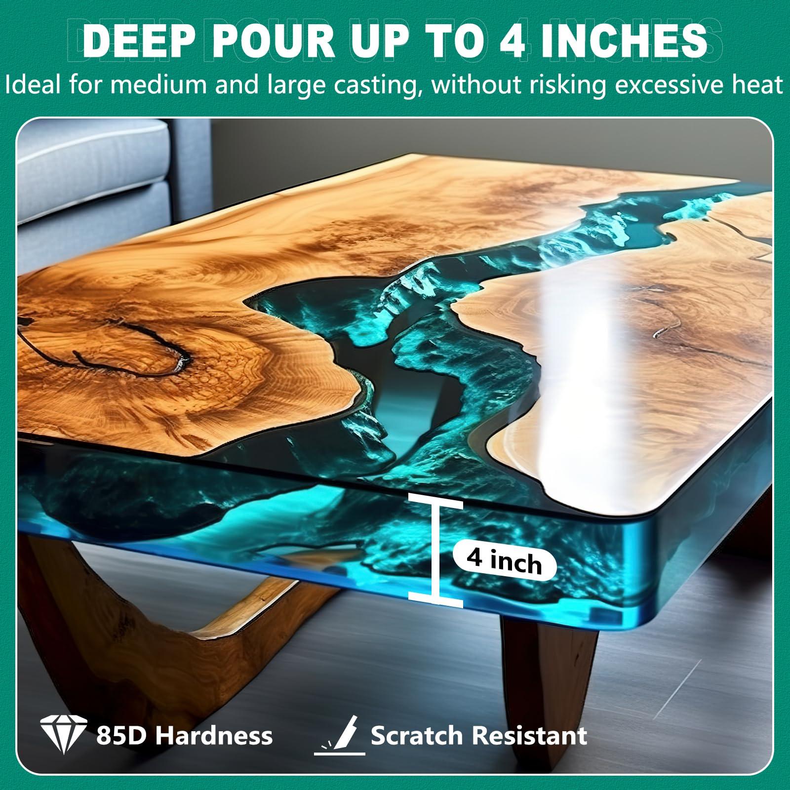 Teexpert Deep Pour Epoxy Resin, 1.5 Gallon Epoxy Resin Kit for 2-4" Pour Depths, Crystal Clear & High Gloss, Bubble-Free Casting Resin for River Tables, Flower Preservation and Mold Crafts - 2:1 Mix - Image 3
