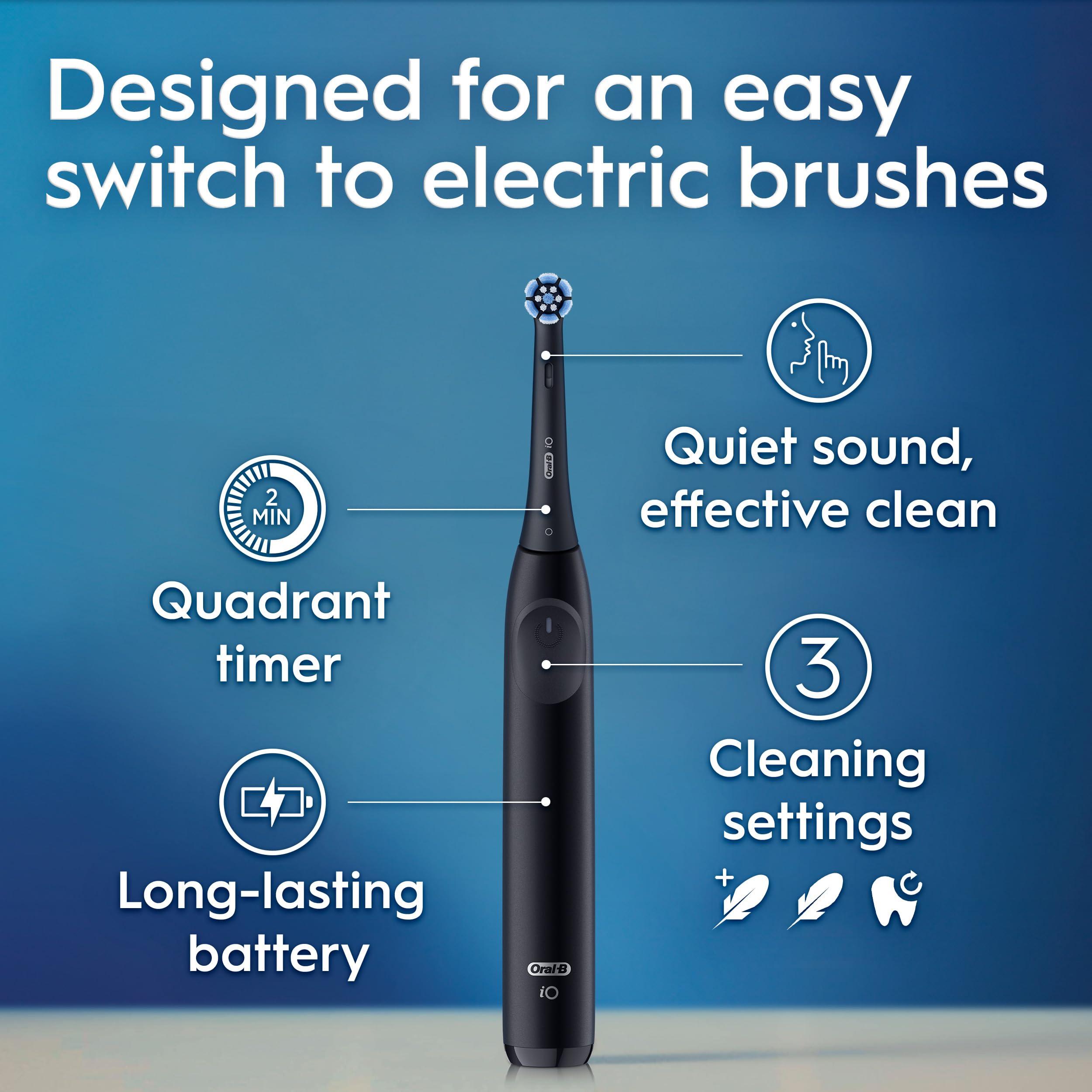 Oral-B iO Series 2 Rechargeable Electric Powered Toothbrush Starter Kit, Night Black with 2 Brush Heads - Automatic Pressure Sensor to Protect Gums - 3 Modes - 2 Min Timer - Image 8