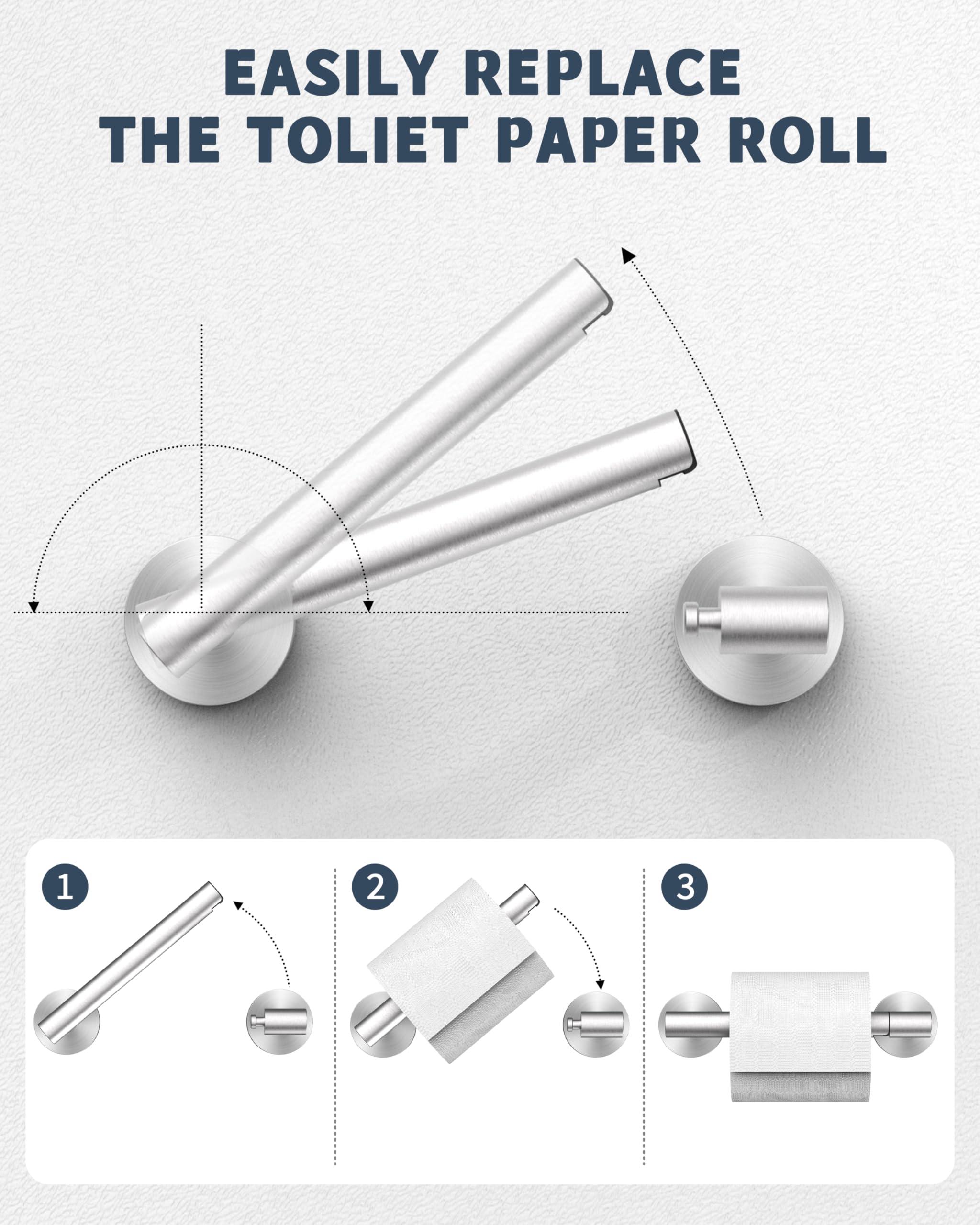 RARXTR Bathroom Toilet Paper Holder Wall Mount SUS304 Stainless Steel Double Post Pivoting Toilet Paper Roll Holder Wall Mounted for Bathroom RV Commercial Toilet Tissue Dispensers, Brushed Nickel - Image 5