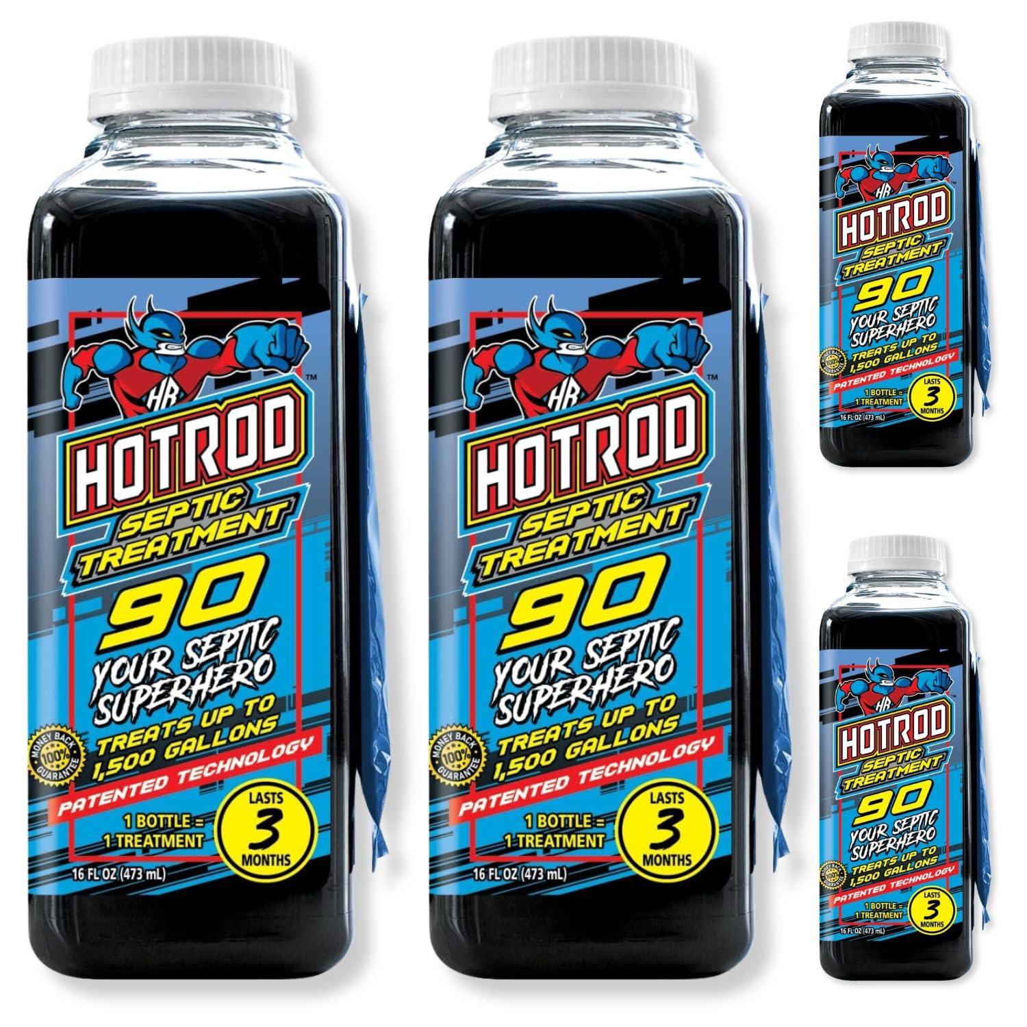 Hotrod Septic Tank Treatment - 12 Month Supply Extends Septic System Life and Prevents Costly Repairs - Industrial Grade - Easy to Use (12 Month, 4.00, Count)