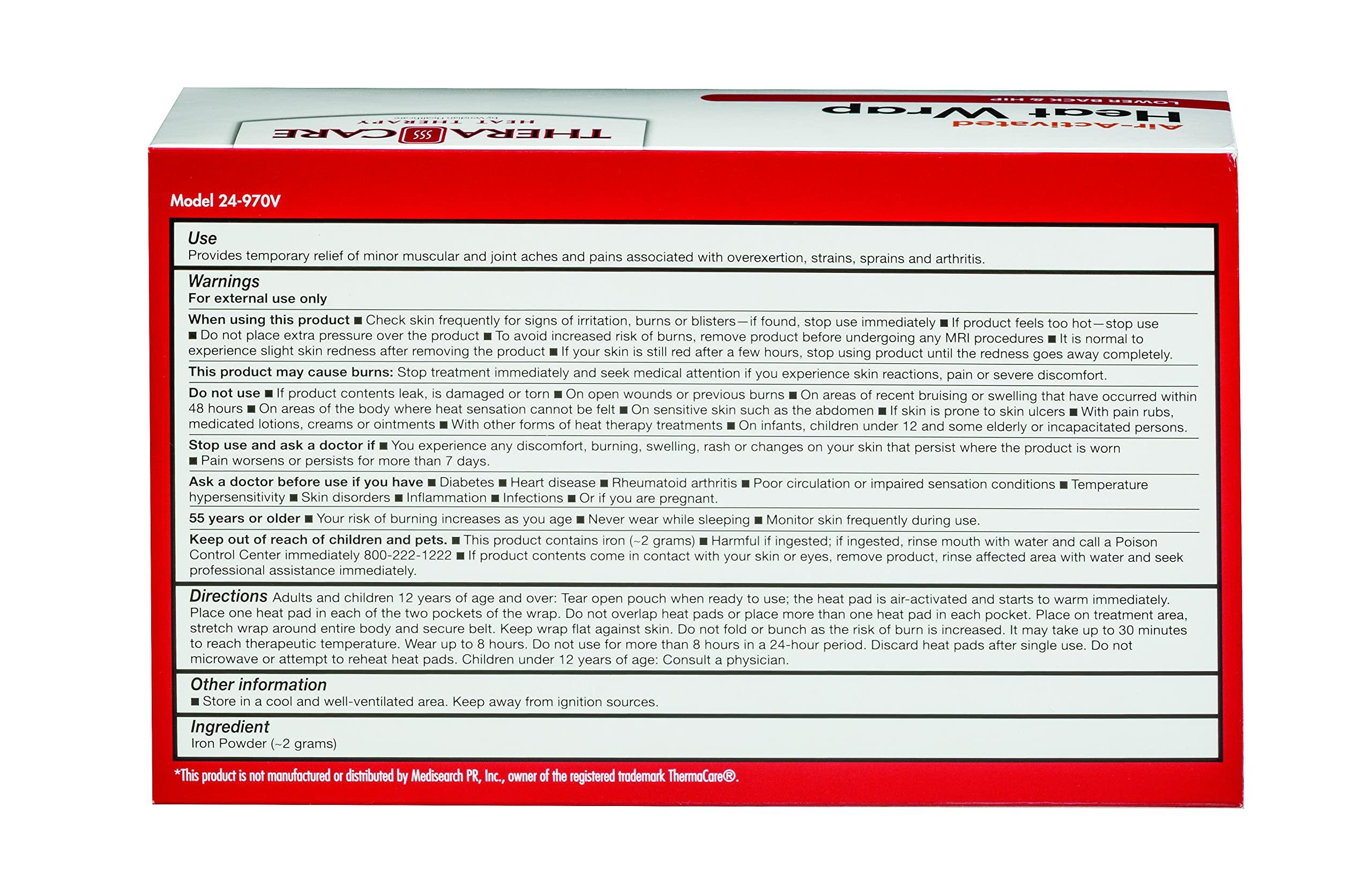 Thera|Care Air-Activated Heat Wrap | Lower Back & Hip| 2-Treatments |Deep, Penetrating Pain Relief - Image 2