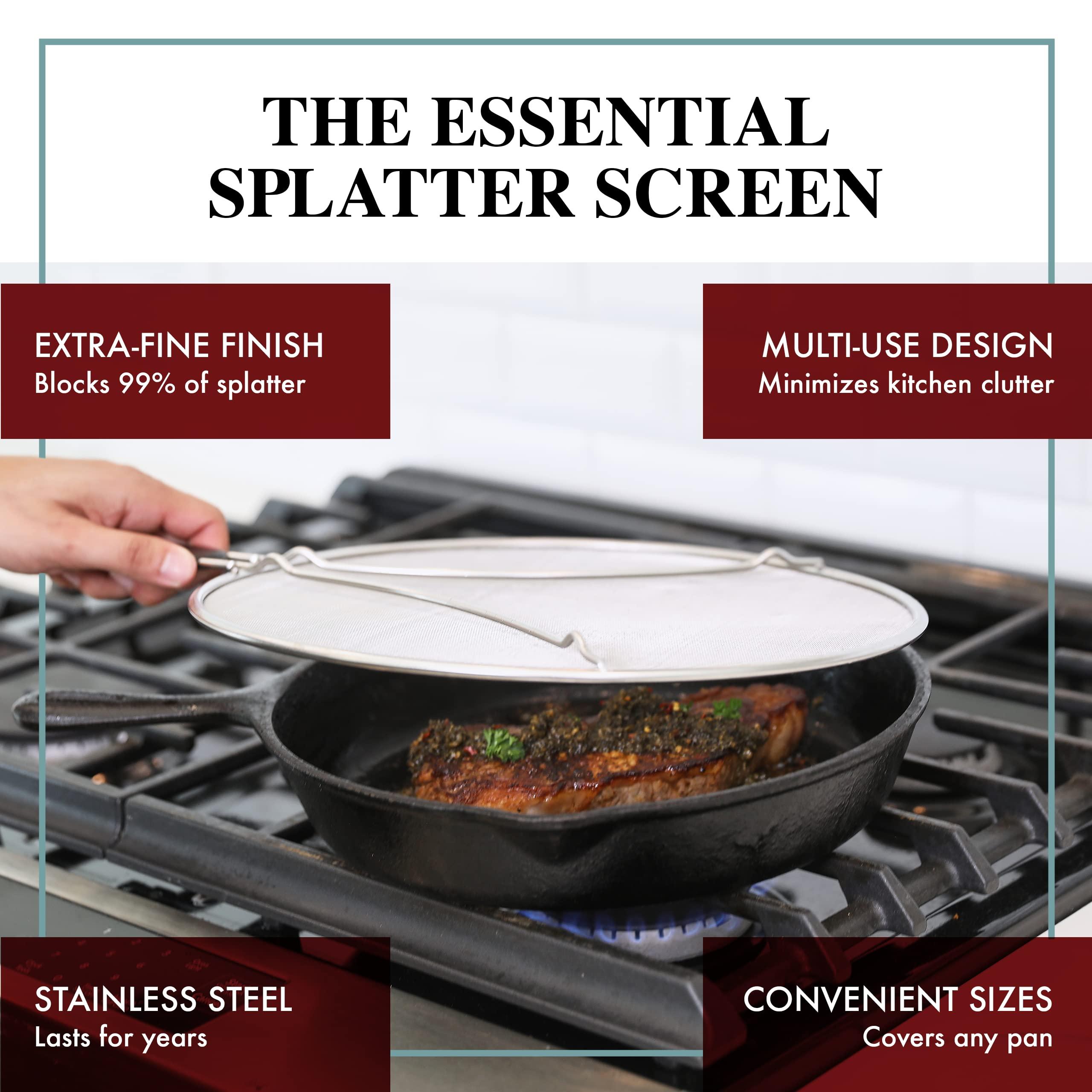 BergKoch Splatter Screen for Frying Pan - 13 Inch Stainless Steel Grease Splatter Guard - Cover Oil Splash when Sizzling Bacon, Cooking Fried Chicken or Popcorn - Image 2