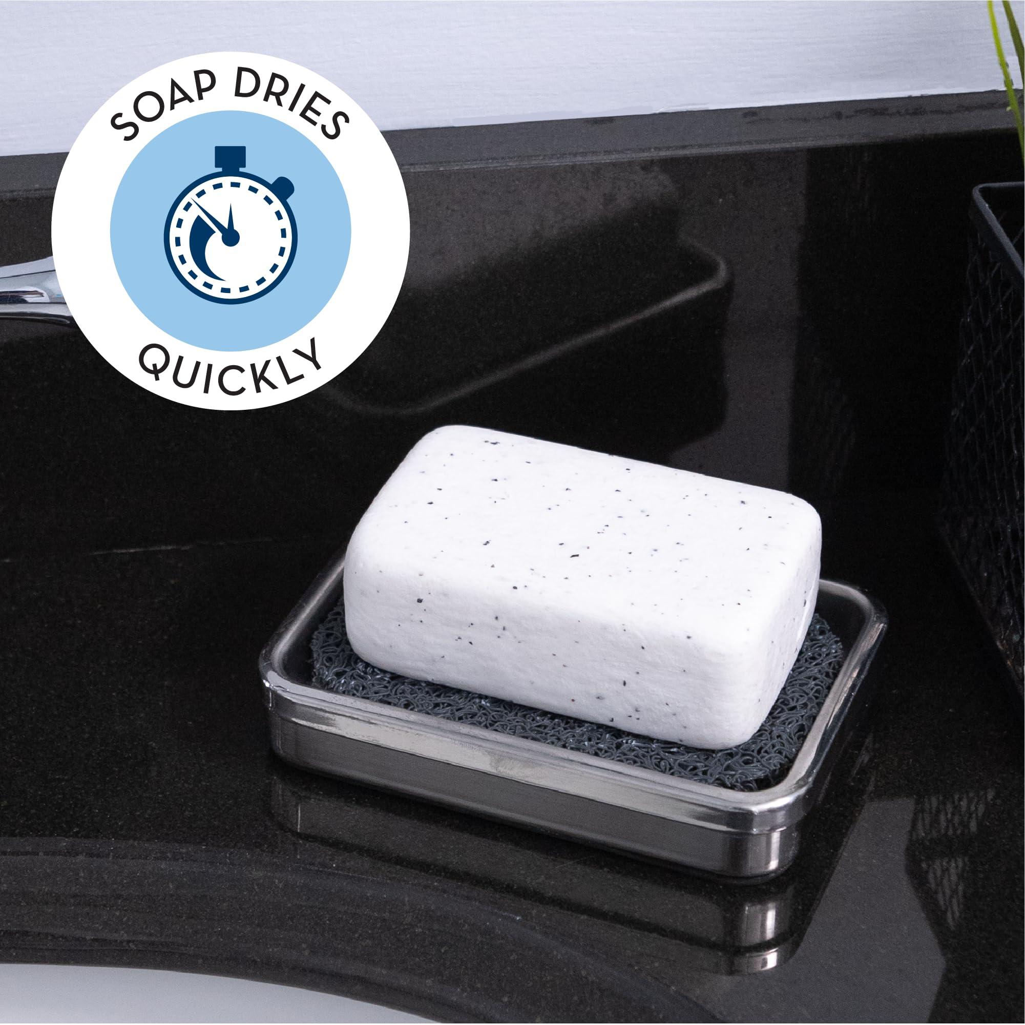 S&T INC. Bar Soap Holder for Kitchen, Bathroom, and Soap Dish, 4 Pack, Dark Grey, 2.9 inches by 4.4 inches - Image 2
