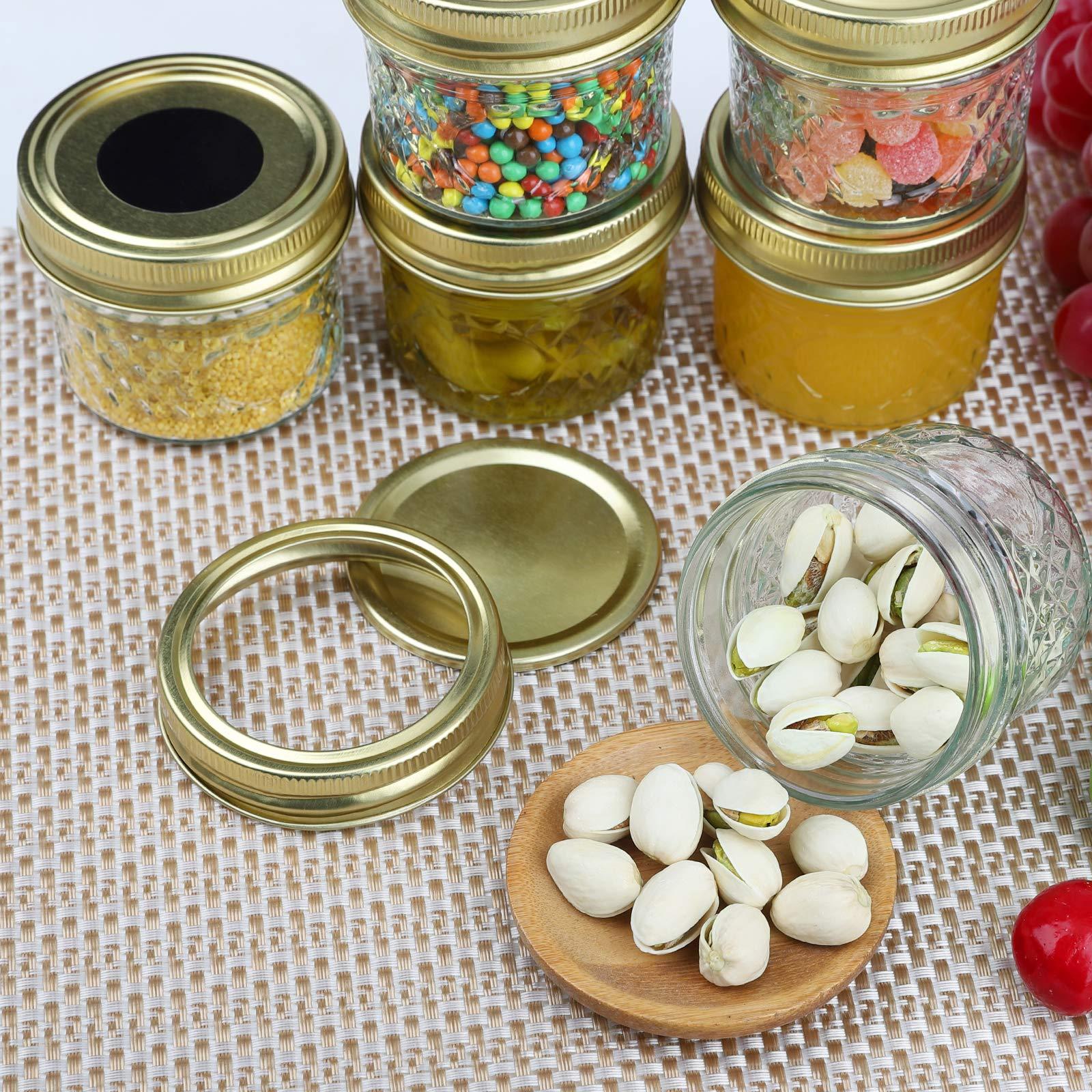 Mcupper 4oz Mini Mason Jars,Set of 40 Quilted Crystal Style Canning Jars With Gold Lids and Bands, Regular Mouth Glass Jars For Honey, Jelly, Jams-40 Black Labels,1 Chalk Marker Included - Image 7