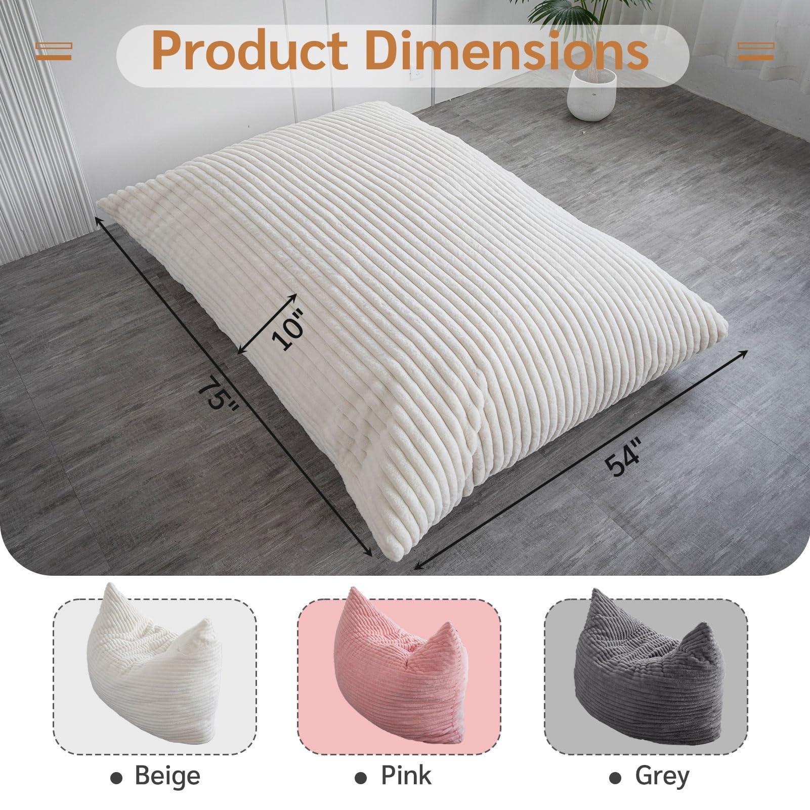 BYBYME 3 in 1 Bean Bag Chairs, Bean Bag Bed for Adults High-Density Foam Filling, Convertible Sofa Bed Faux Fur, Giant Bean Bag Chairs for Adults - Image 7