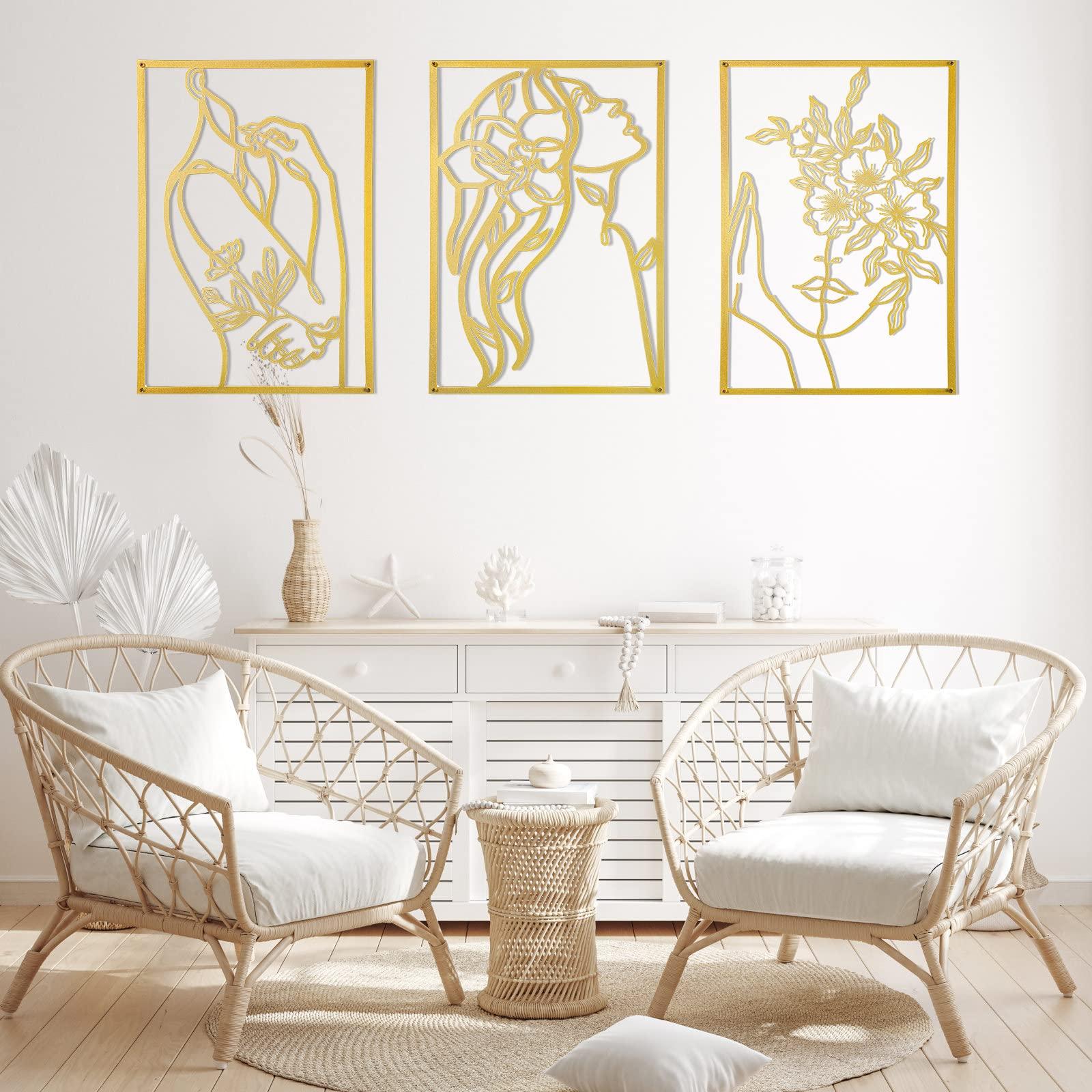 AGIOTA 3 Pcs Gold Wall Decor Above Bed Minimalist for Living Room Metal Line Art - Female Body, Gold Room Decor for Bedroom Modern Wall Art for Indoor 15inch - Image 5