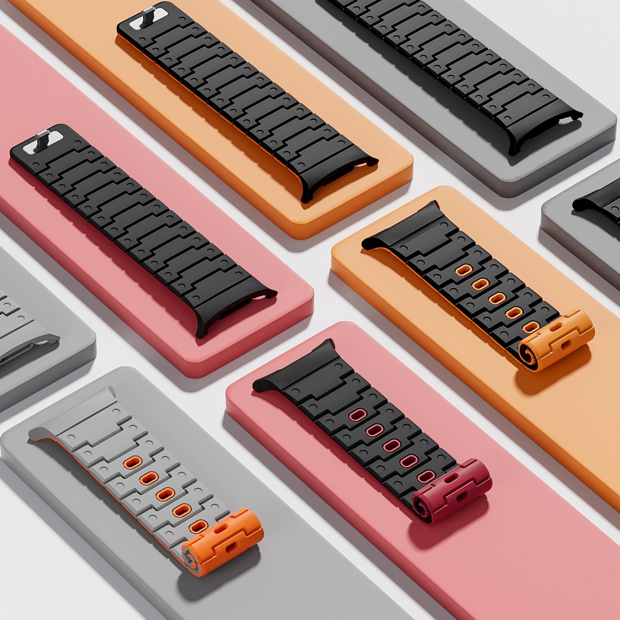 Bandletic Watchband Compatible with Samsung Galaxy Watch Ultra Bands 47mm for Women, Silicone Strong Magnet Wristbands Adjustable Sport Strap for Galaxy Watch Ultra Bands for Man, Black Orange - Image 6