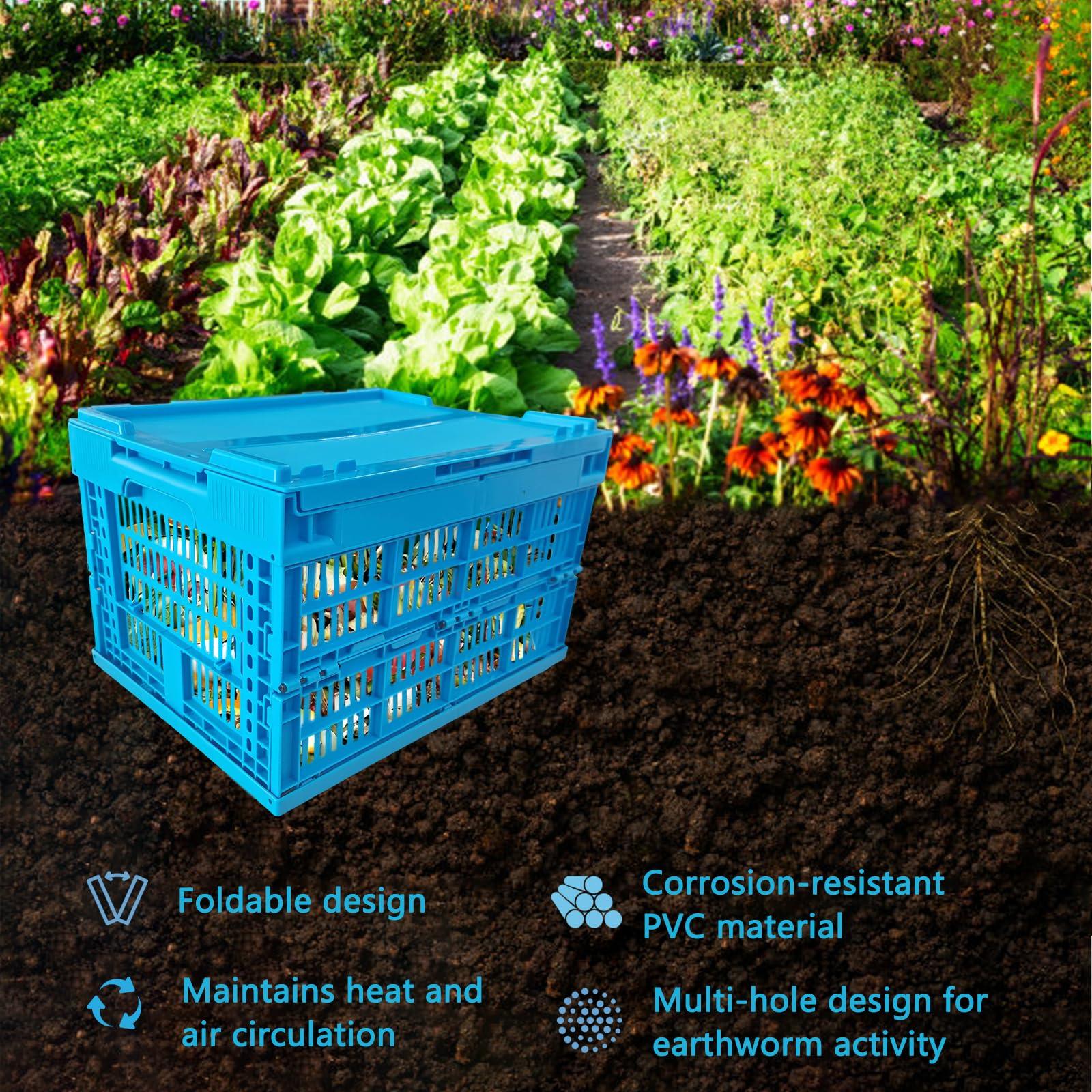 Inground Worm Compost Bin, 6 Gallon Outdoor Farm Foldable Compost Bin with Holes&Lids, Garden Composter for Raised Garden Beds Home Composting System - Image 4